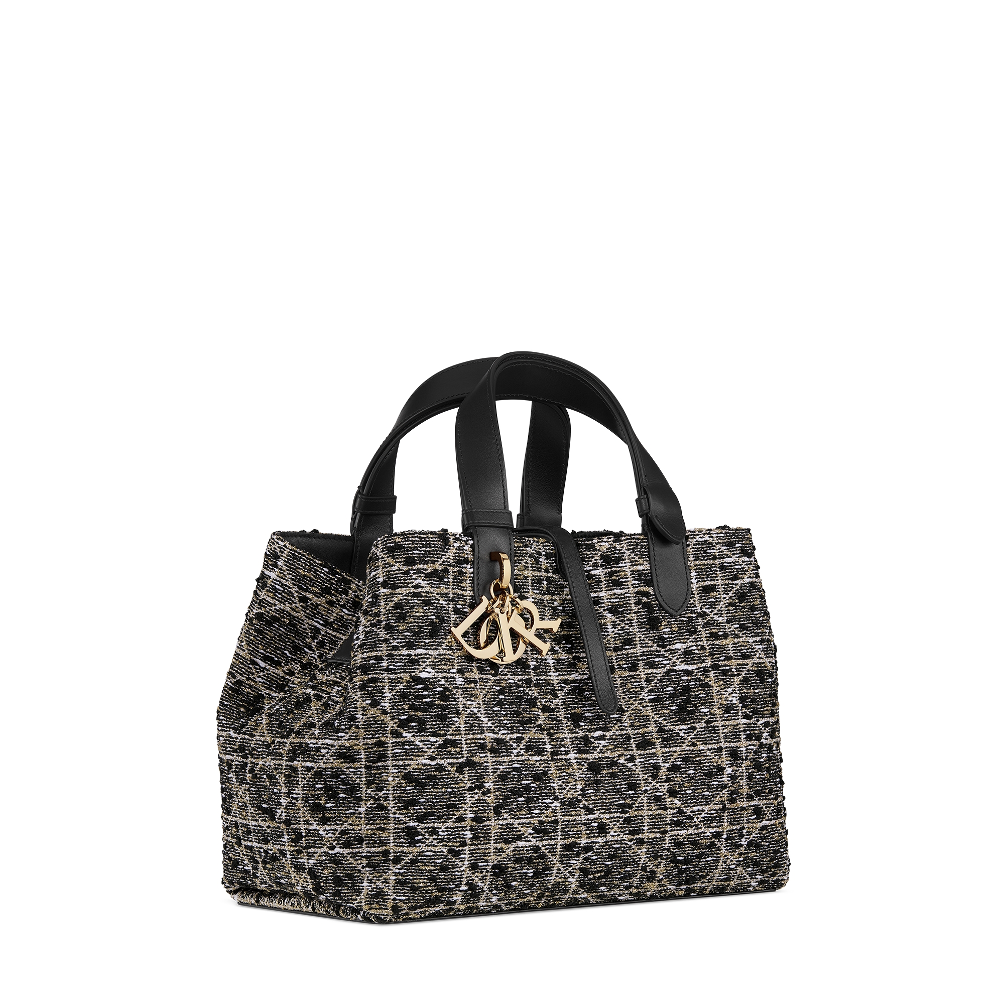  黑色粗花呢金色调藤格纹图案