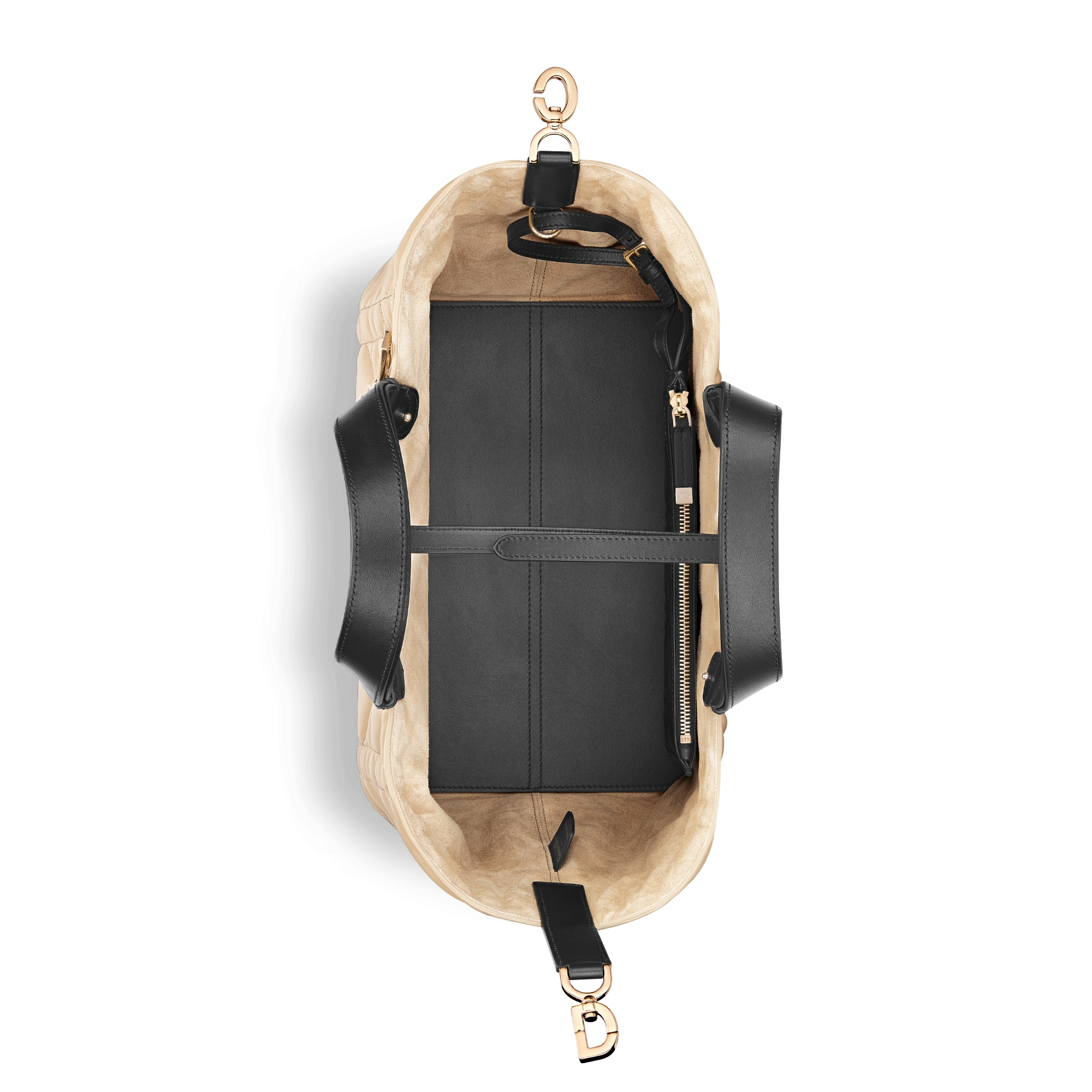 中号 Dior Toujours 手袋 绳米色和黑色牛皮革超大藤格纹 E06