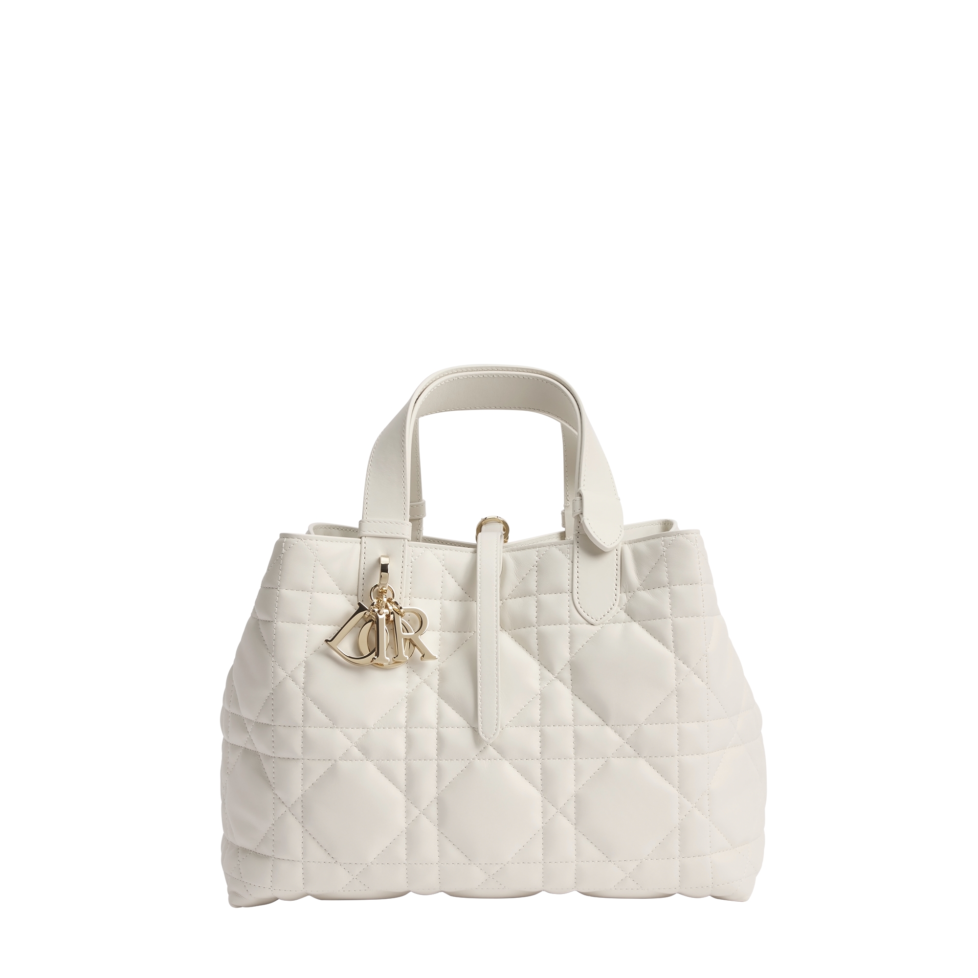  奶白色牛皮革超大藤格纹