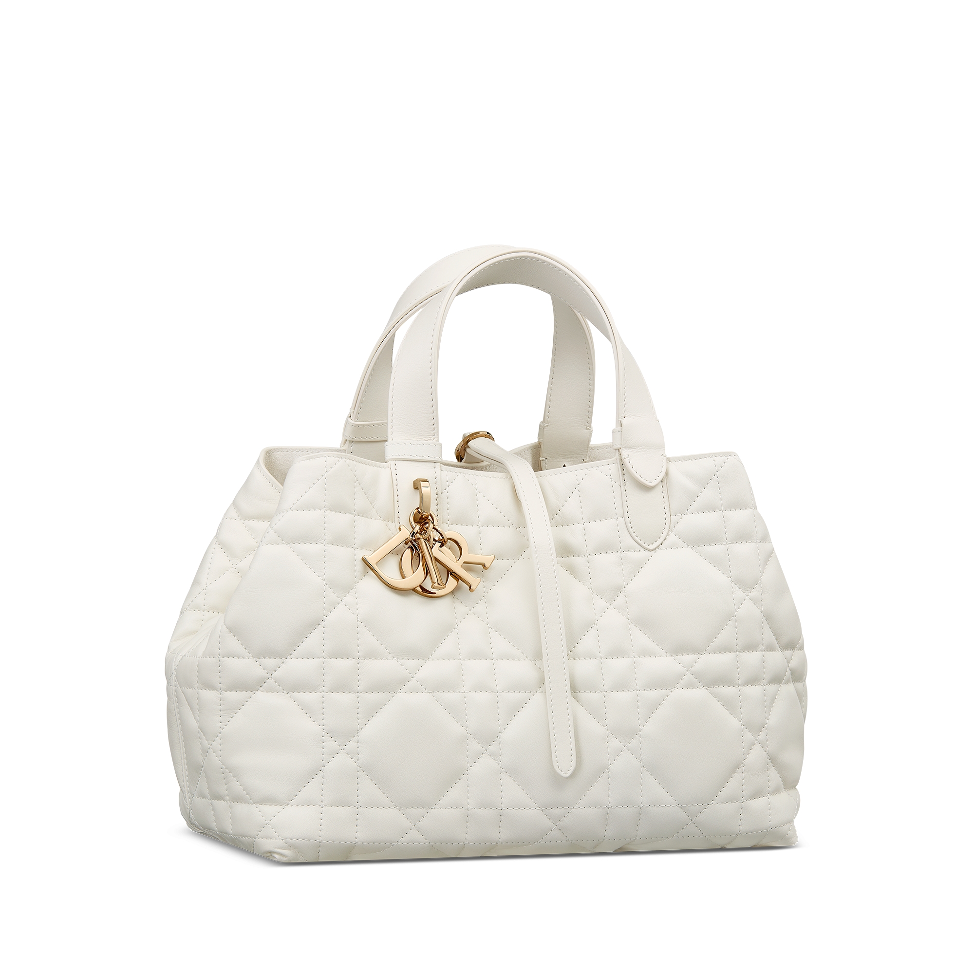 中号 Dior Toujours 手袋 奶白色牛皮革超大藤格纹 E03