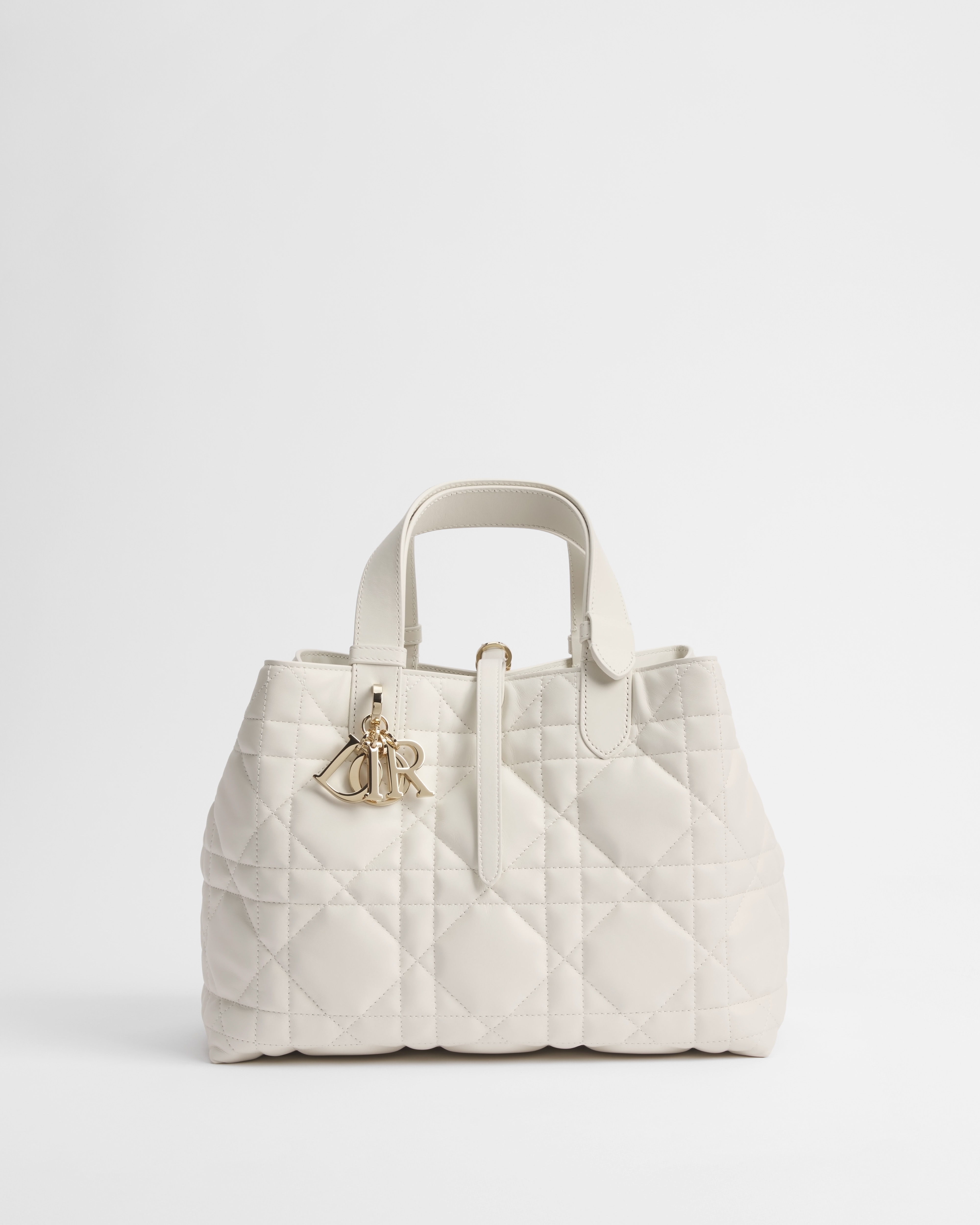 中号 Dior Toujours 手袋 奶白色牛皮革超大藤格纹 E01