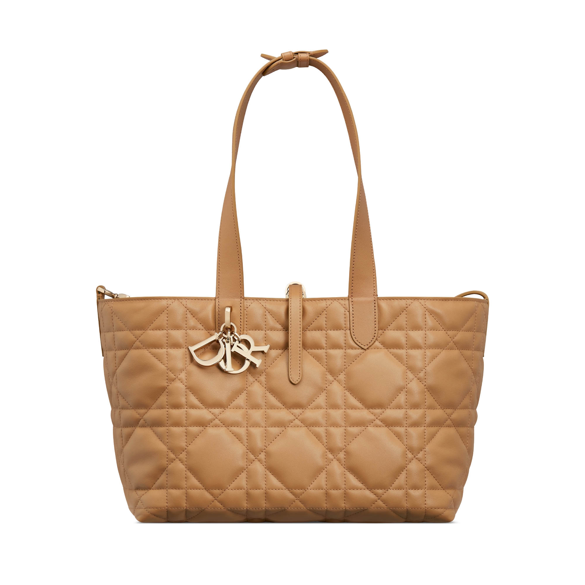 中号 Dior Toujours 手袋 浅金色调牛皮革超大藤格纹 E07