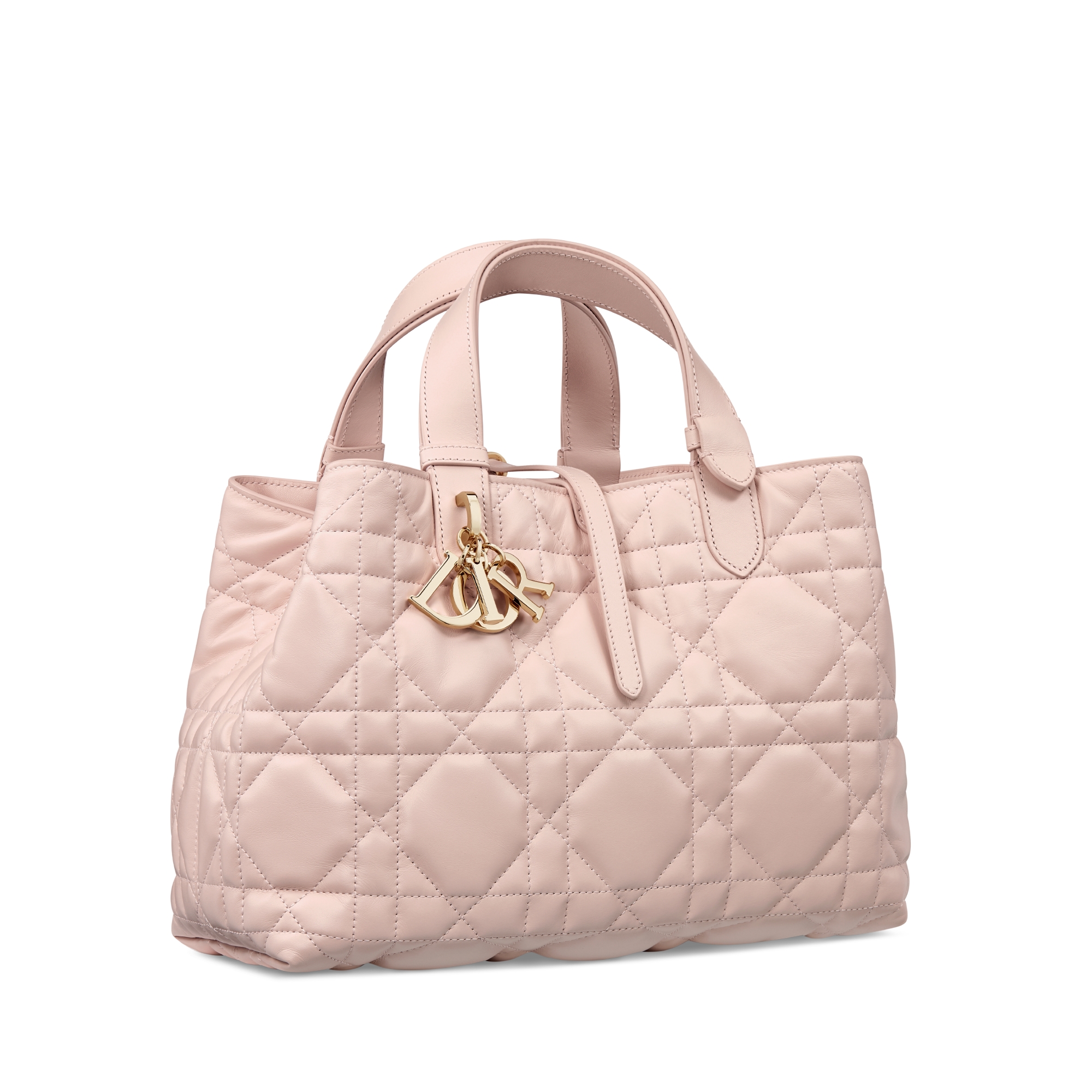 中号 Dior Toujours 手袋 胭脂粉色牛皮革超大藤格纹 E03