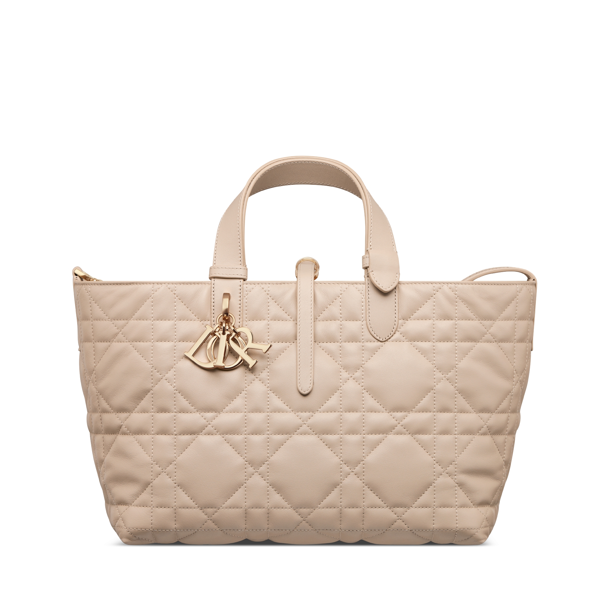 中号 Dior Toujours 手袋 胭脂米色牛皮革超大藤格纹 E01