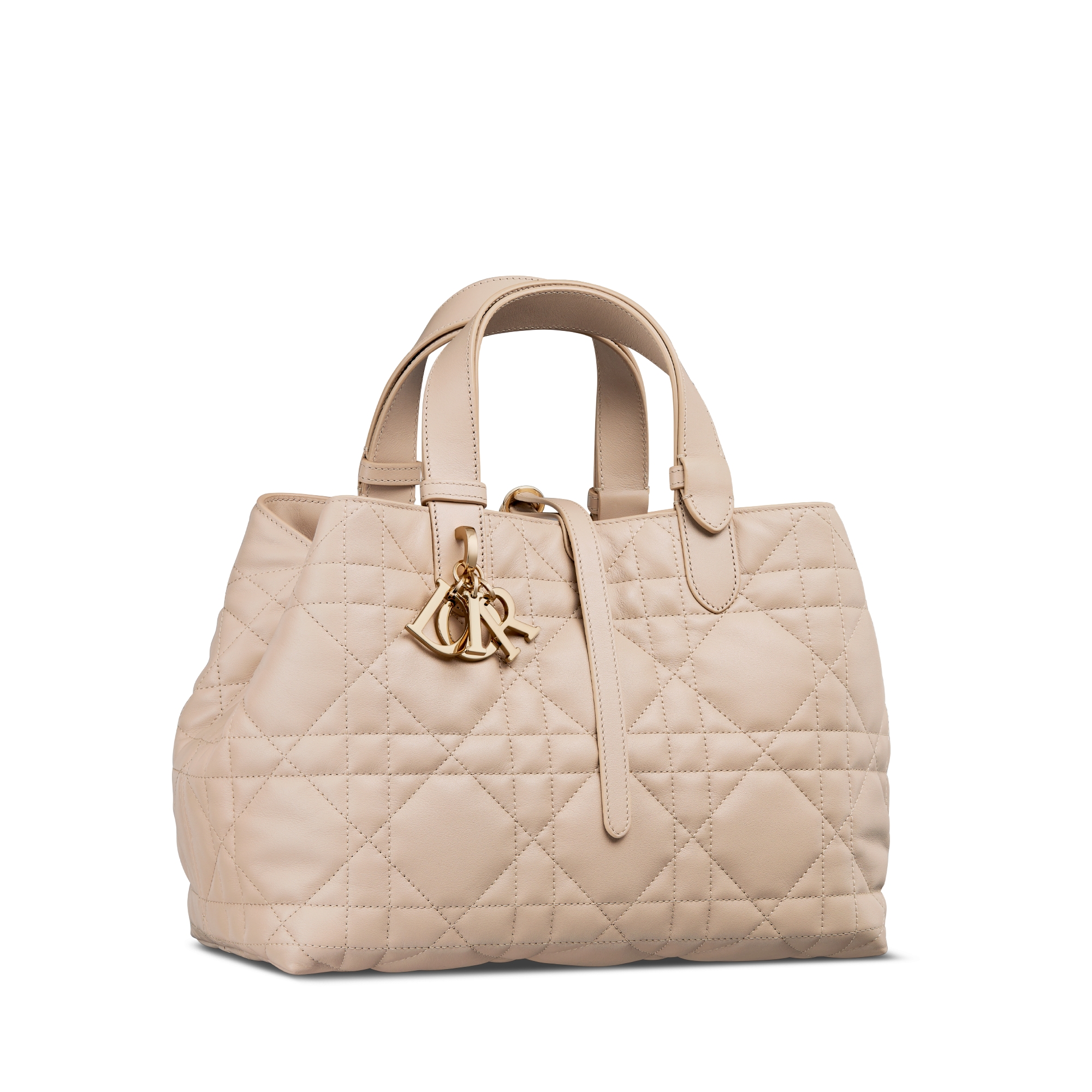 中号 Dior Toujours 手袋 胭脂米色牛皮革超大藤格纹 E03