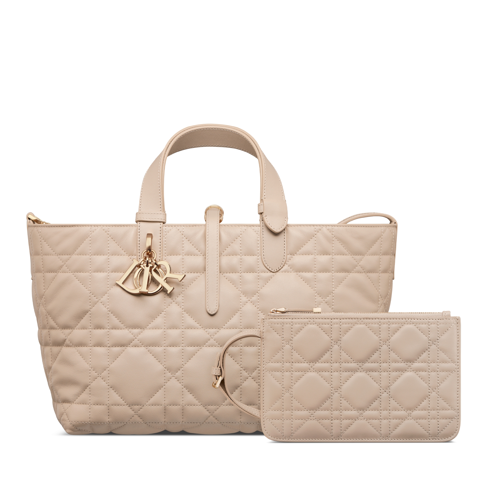 中号 Dior Toujours 手袋 胭脂米色牛皮革超大藤格纹 E10