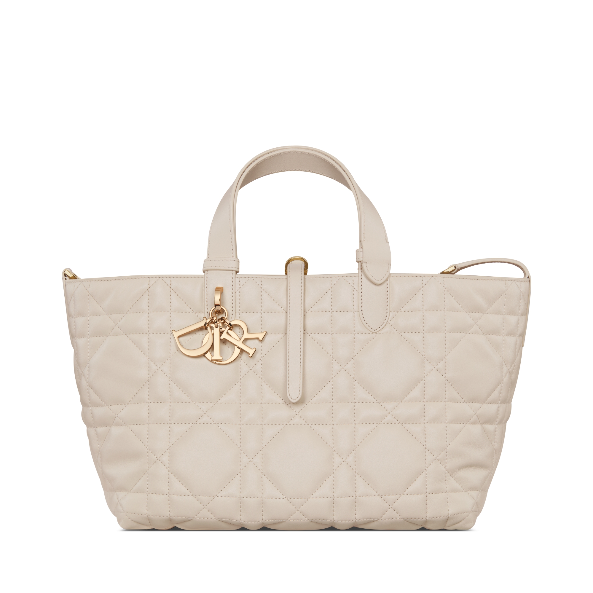 中号 Dior Toujours 手袋 浅饼干色牛皮革超大藤格纹 E01