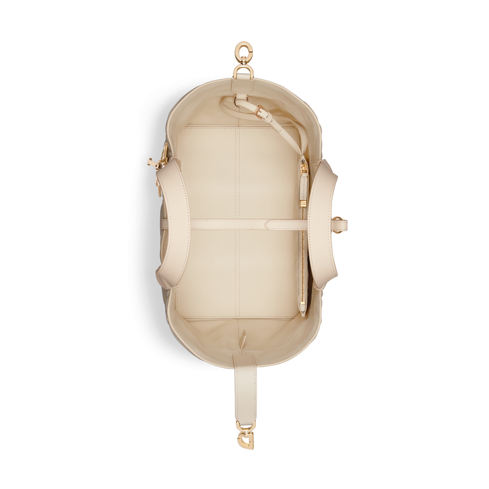 中号 Dior Toujours 手袋 浅象牙色牛皮革超大藤格纹 E06