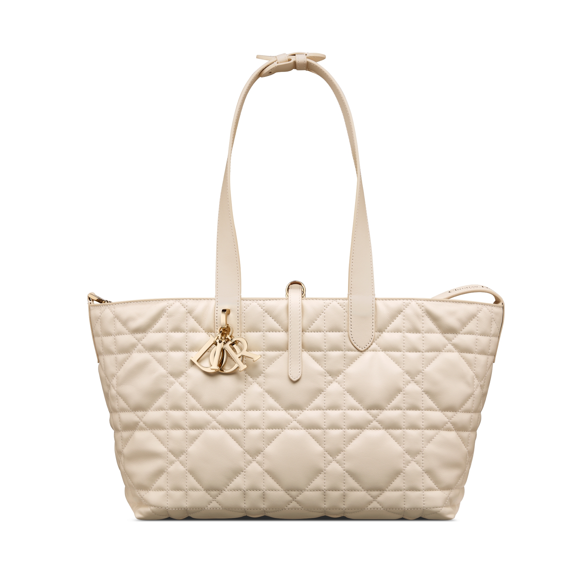 中号 Dior Toujours 手袋 浅象牙色牛皮革超大藤格纹 E07