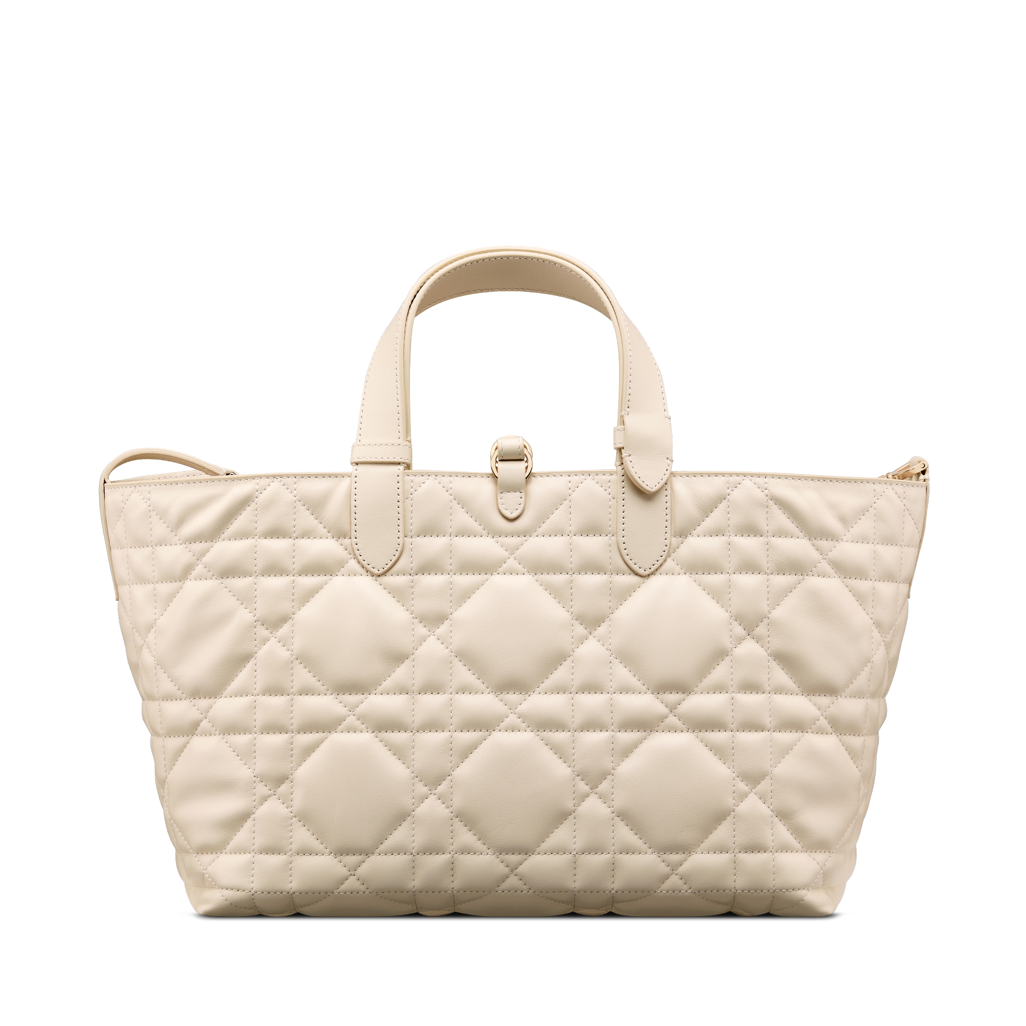 中号 Dior Toujours 手袋 浅象牙色牛皮革超大藤格纹 E08