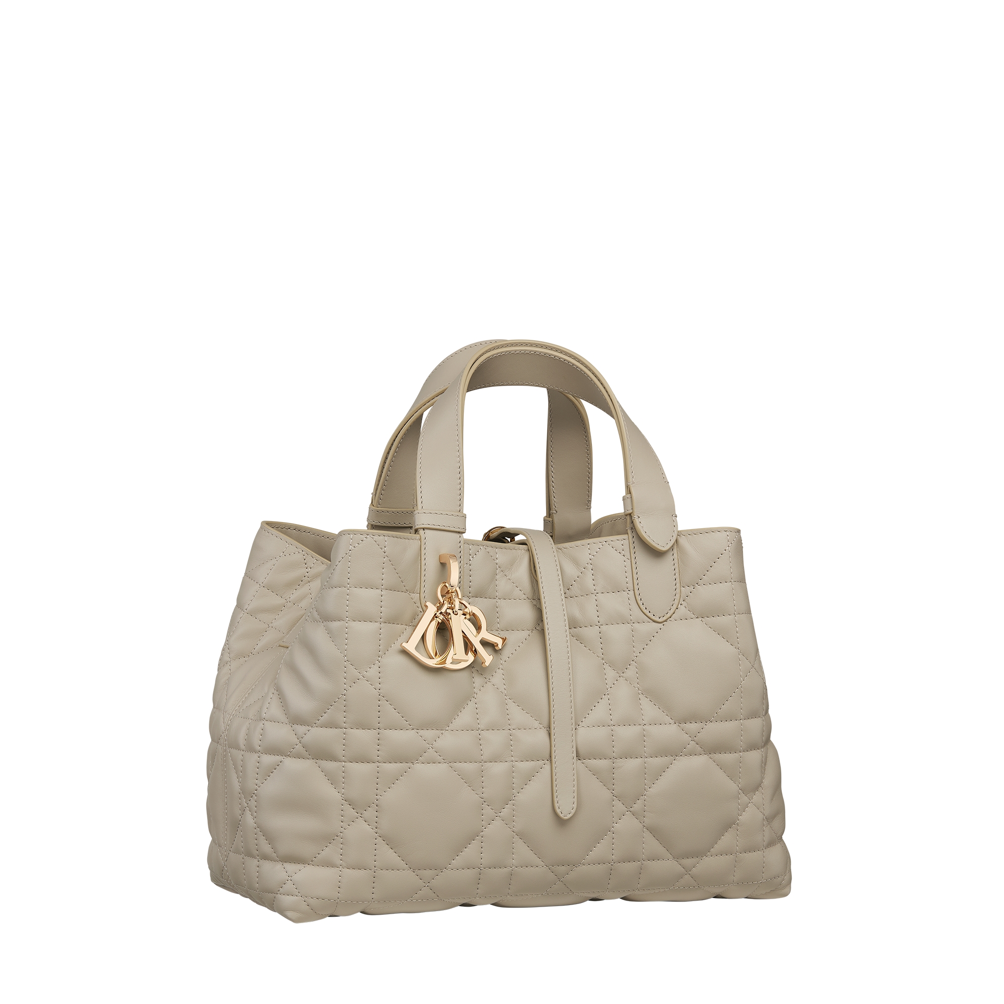  绳米色牛皮革超大藤格纹