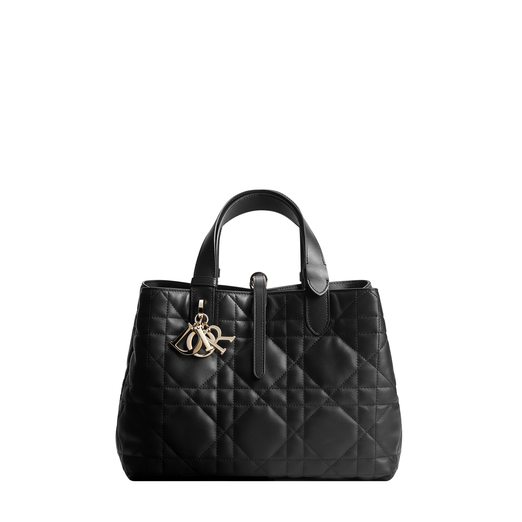  黑色牛皮革超大藤格纹