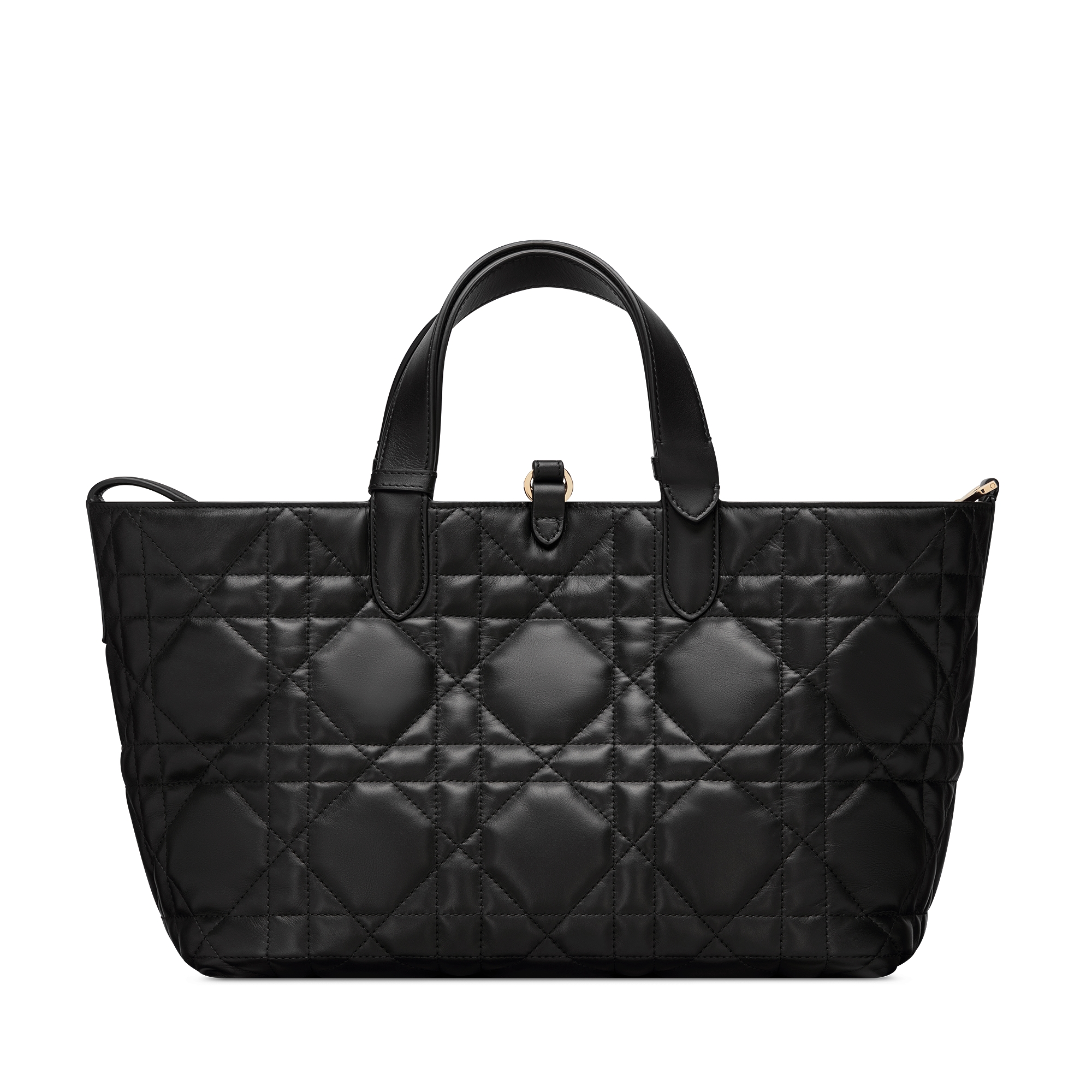 中号 Dior Toujours 手袋 黑色牛皮革超大藤格纹 E08