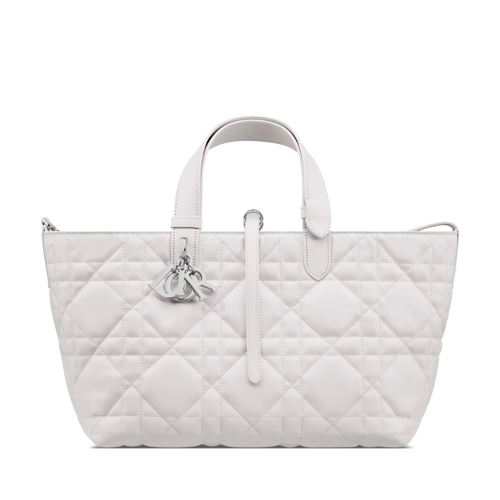 中号 Dior Toujours 手袋 柔灰色牛皮革超大藤格纹 E01