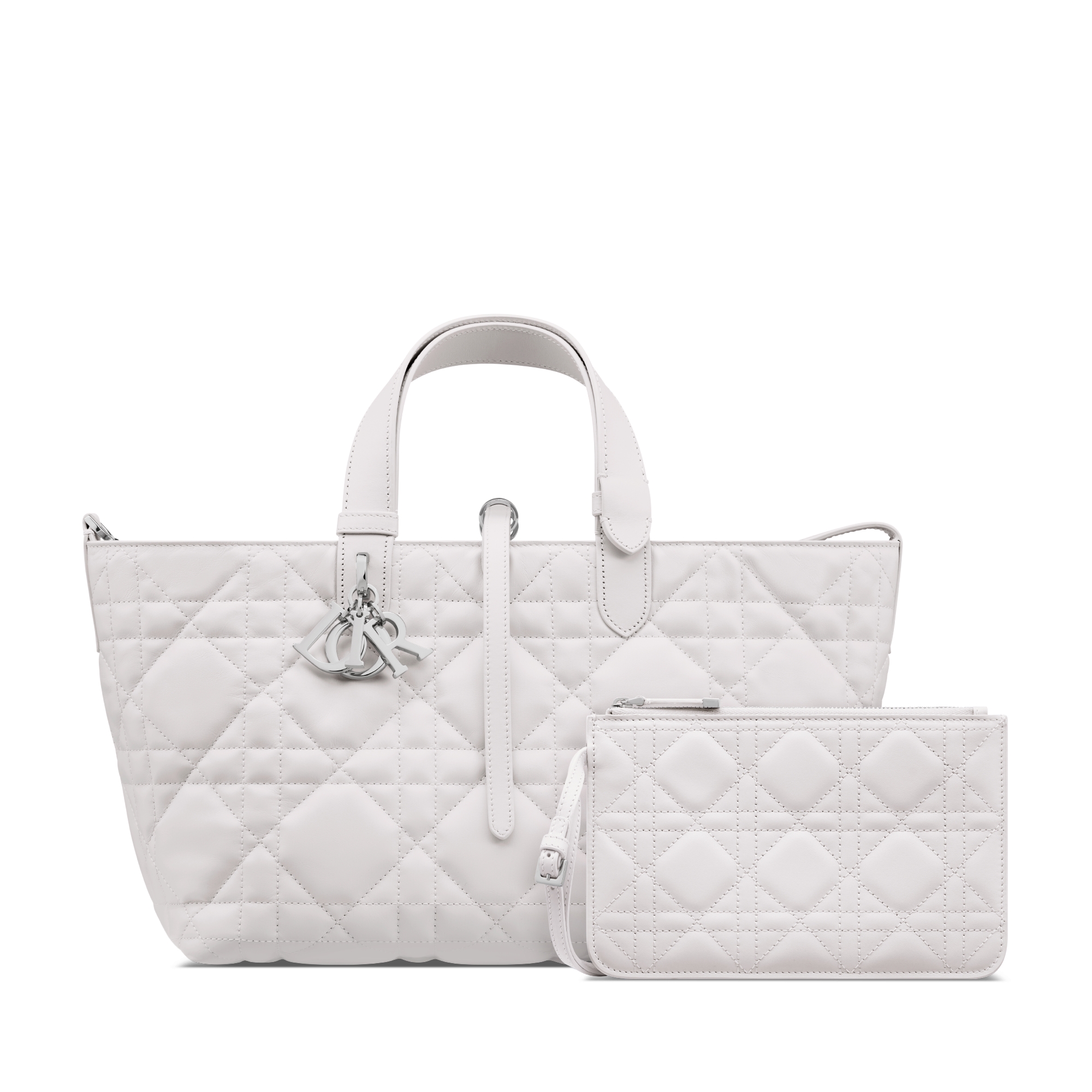 中号 Dior Toujours 手袋 柔灰色牛皮革超大藤格纹 E10