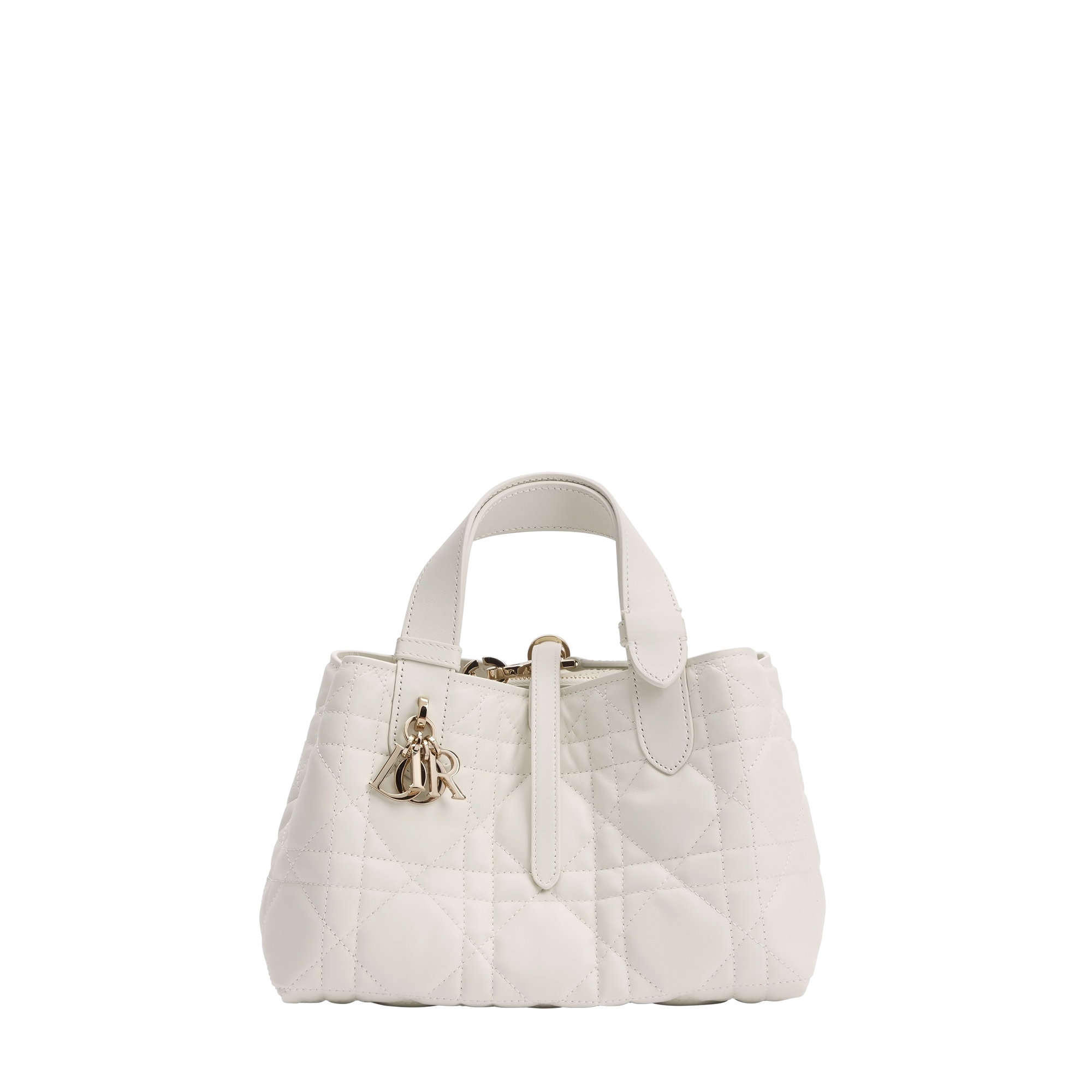  奶白色牛皮革超大藤格纹