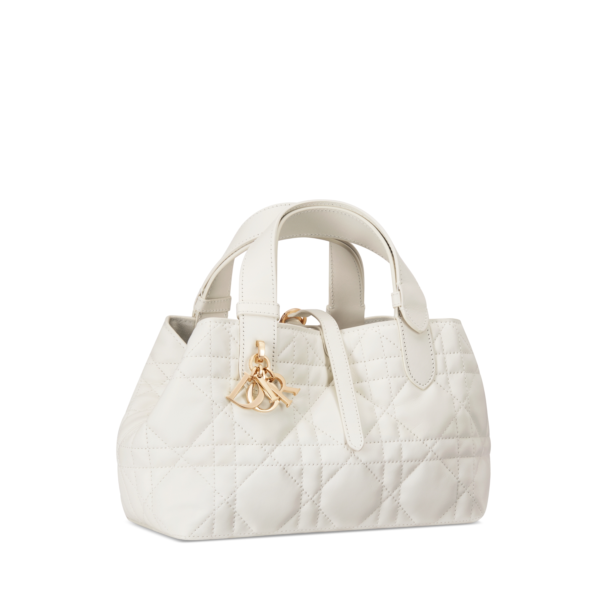 小号 Dior Toujours 手袋 奶白色牛皮革超大藤格纹 E03