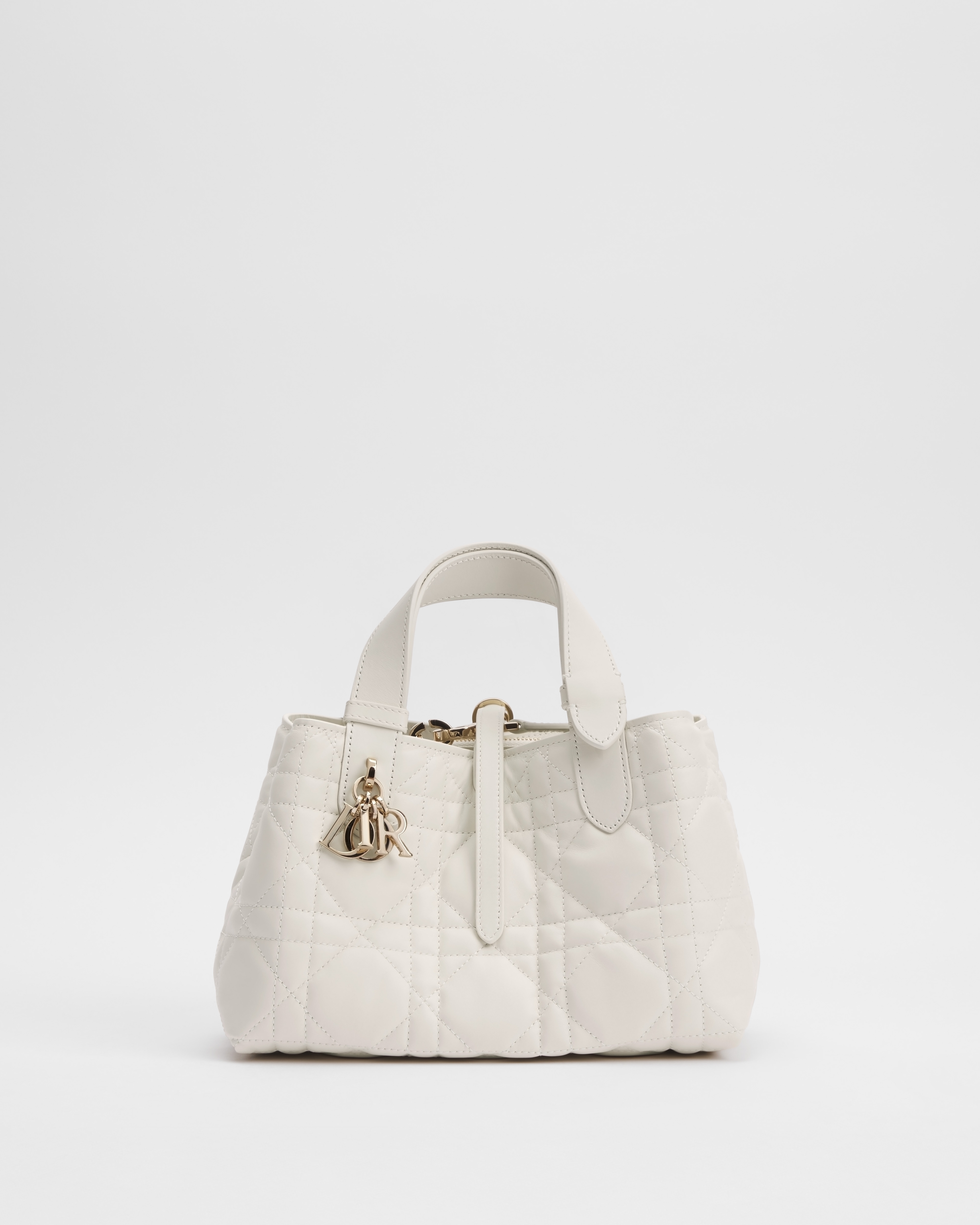 小号 Dior Toujours 手袋 奶白色牛皮革超大藤格纹 E01