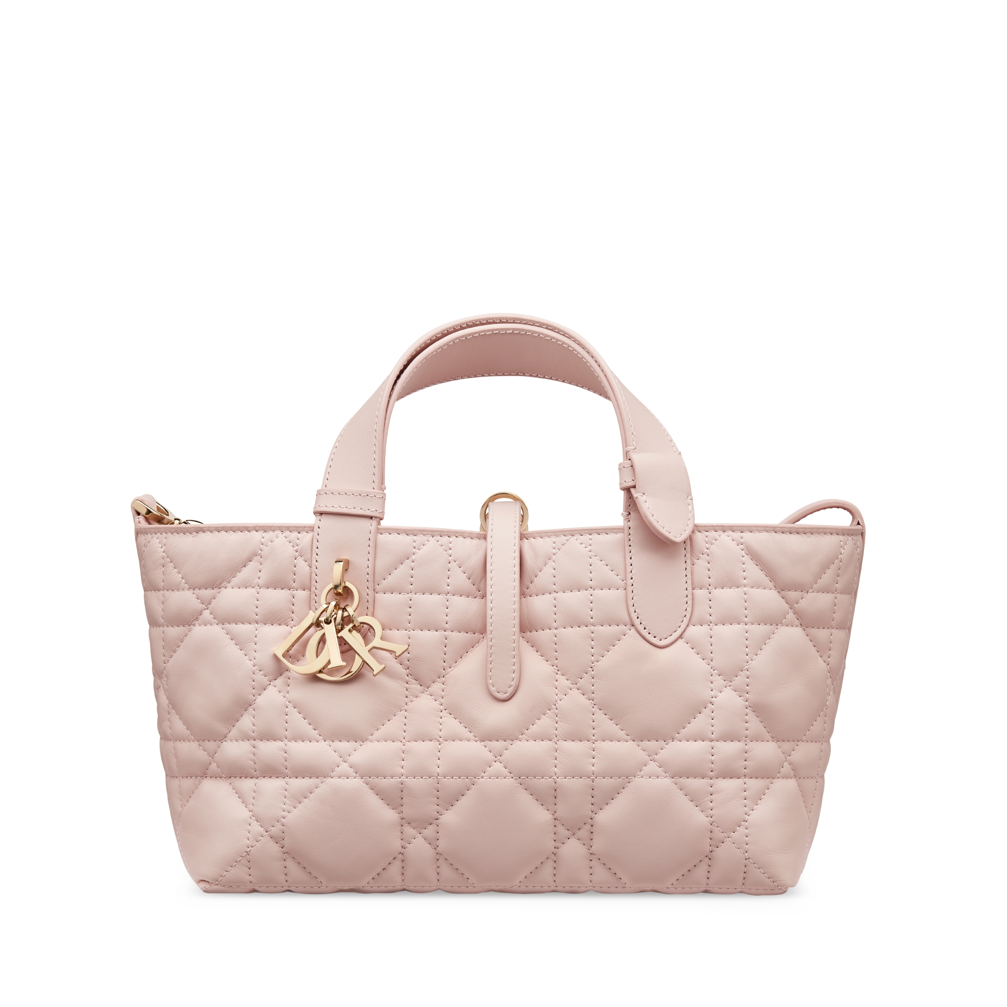 小号 Dior Toujours 手袋 胭脂粉色牛皮革超大藤格纹 E01