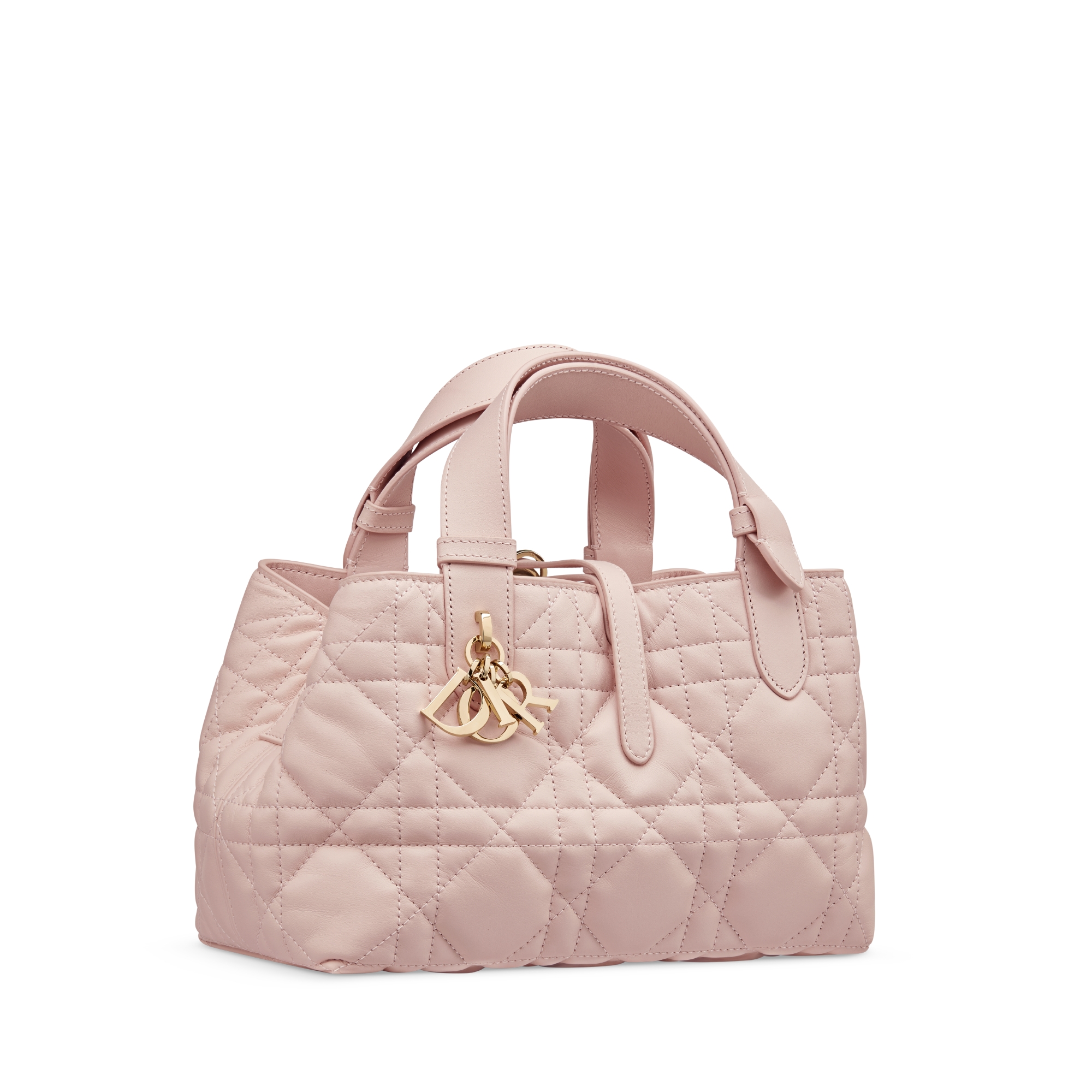 小号 Dior Toujours 手袋 胭脂粉色牛皮革超大藤格纹 E03