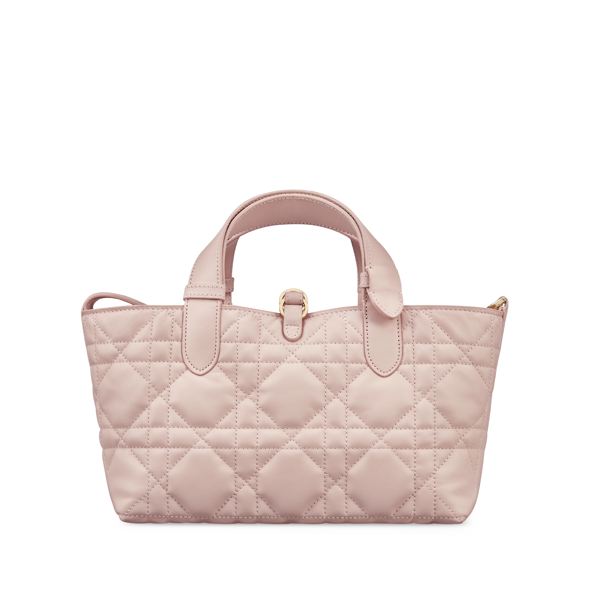 小号 Dior Toujours 手袋 胭脂粉色牛皮革超大藤格纹 E08