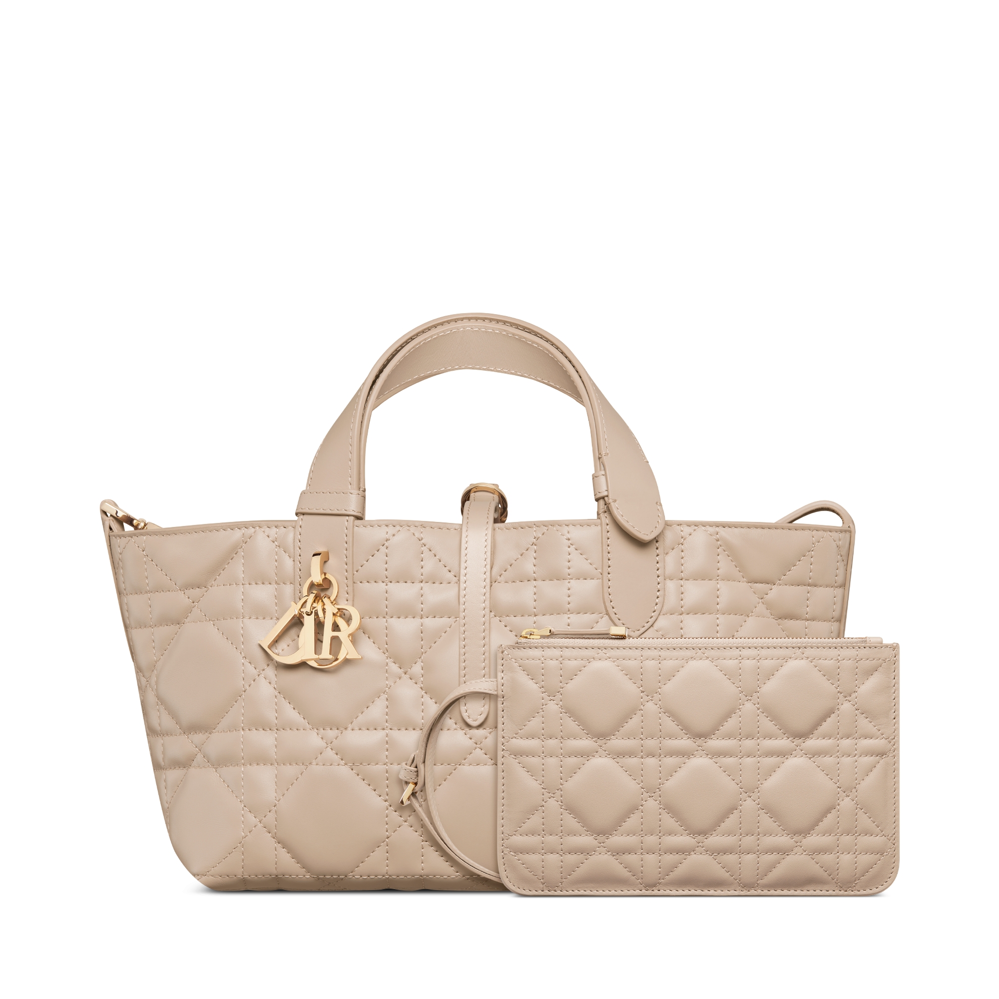 小号 Dior Toujours 手袋 胭脂米色牛皮革超大藤格纹 E10