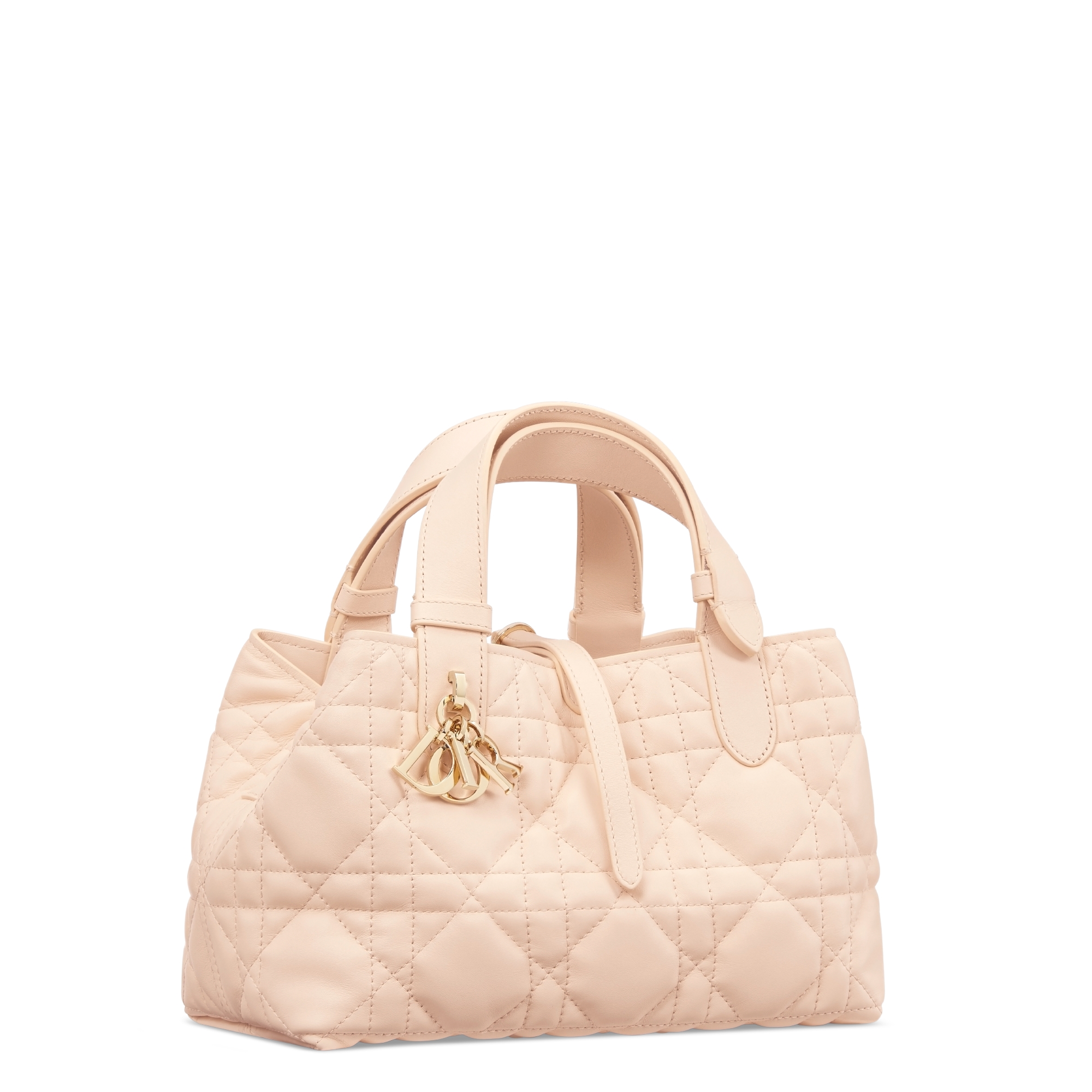 小号 Dior Toujours 手袋 沙石粉色牛皮革超大藤格纹 E03