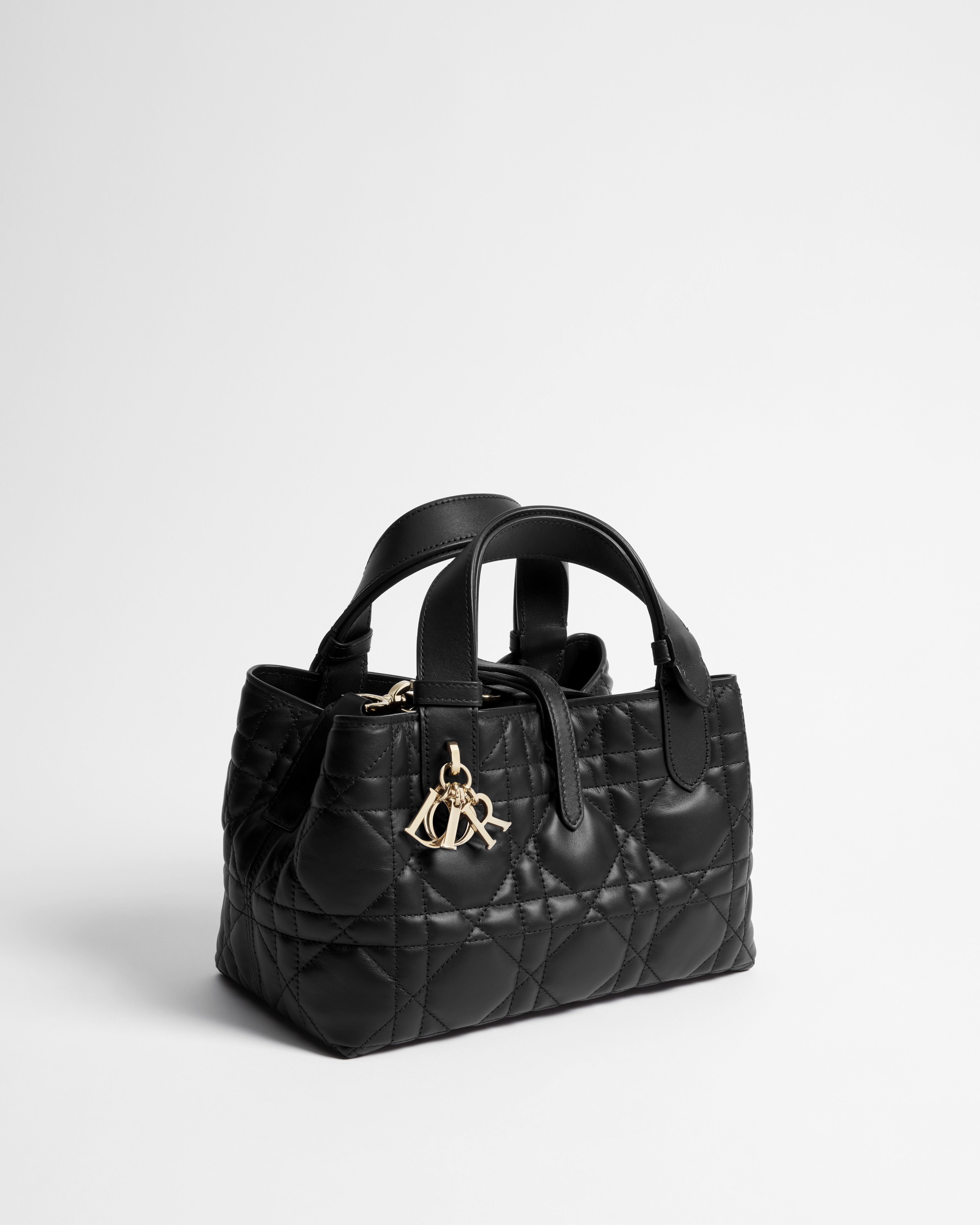 小号 Dior Toujours 手袋 黑色牛皮革超大藤格纹 E03