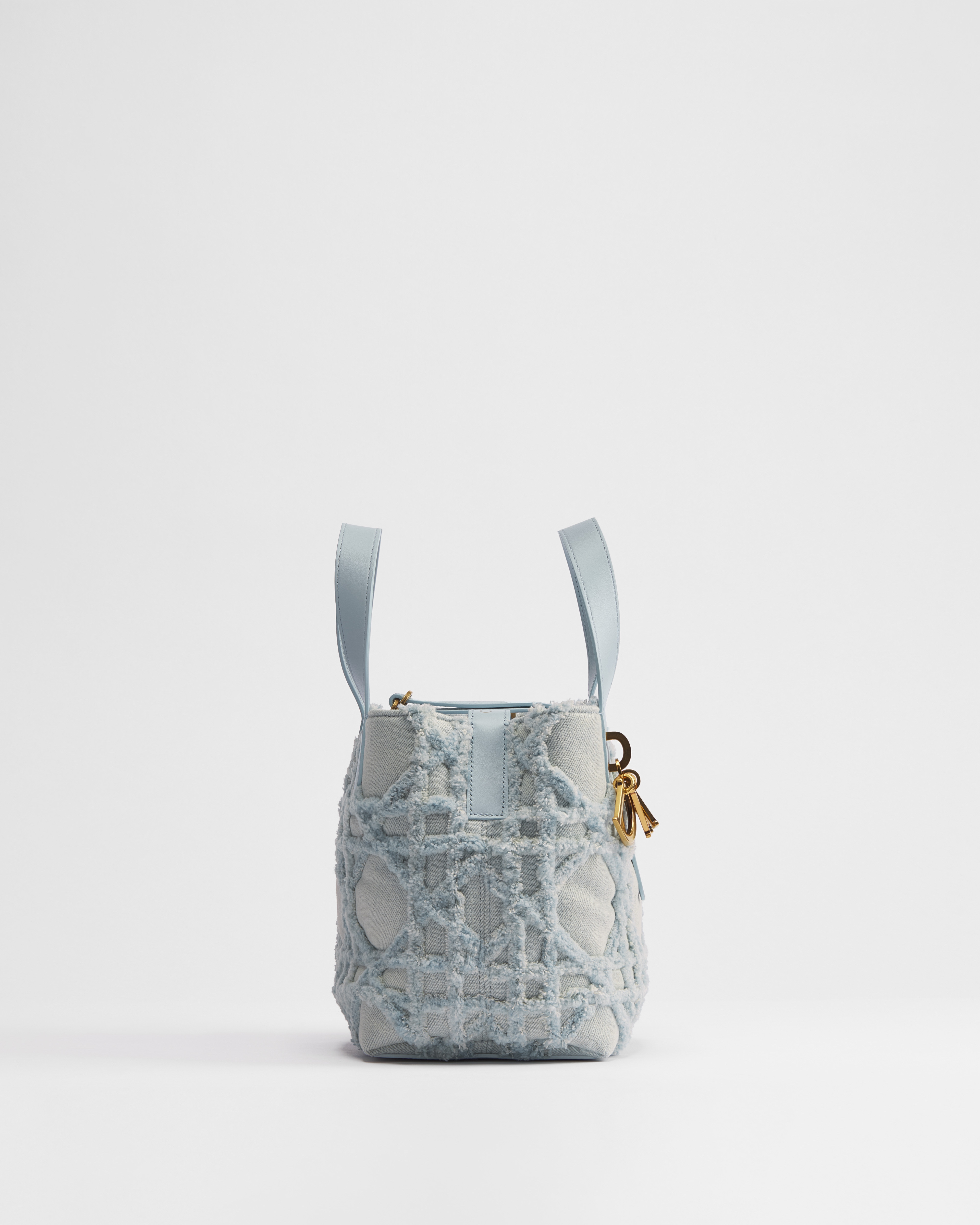 小号 Dior Toujours 竖版手袋 蓝色牛仔面料藤格纹 E02