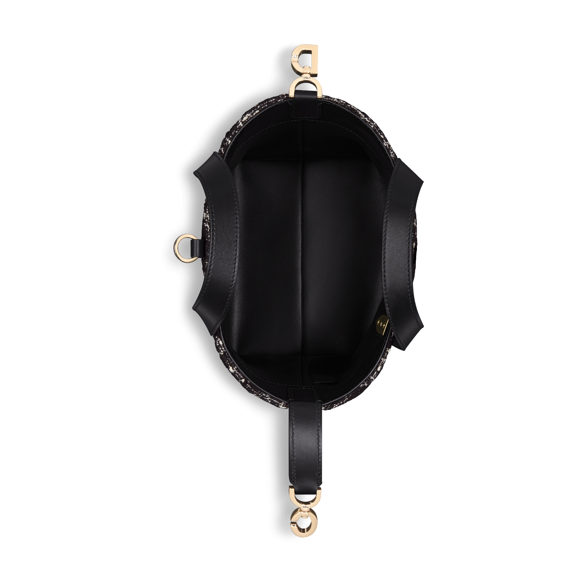 小号 Dior Toujours 竖版手袋 黑色粗花呢白色藤格纹图案 E06