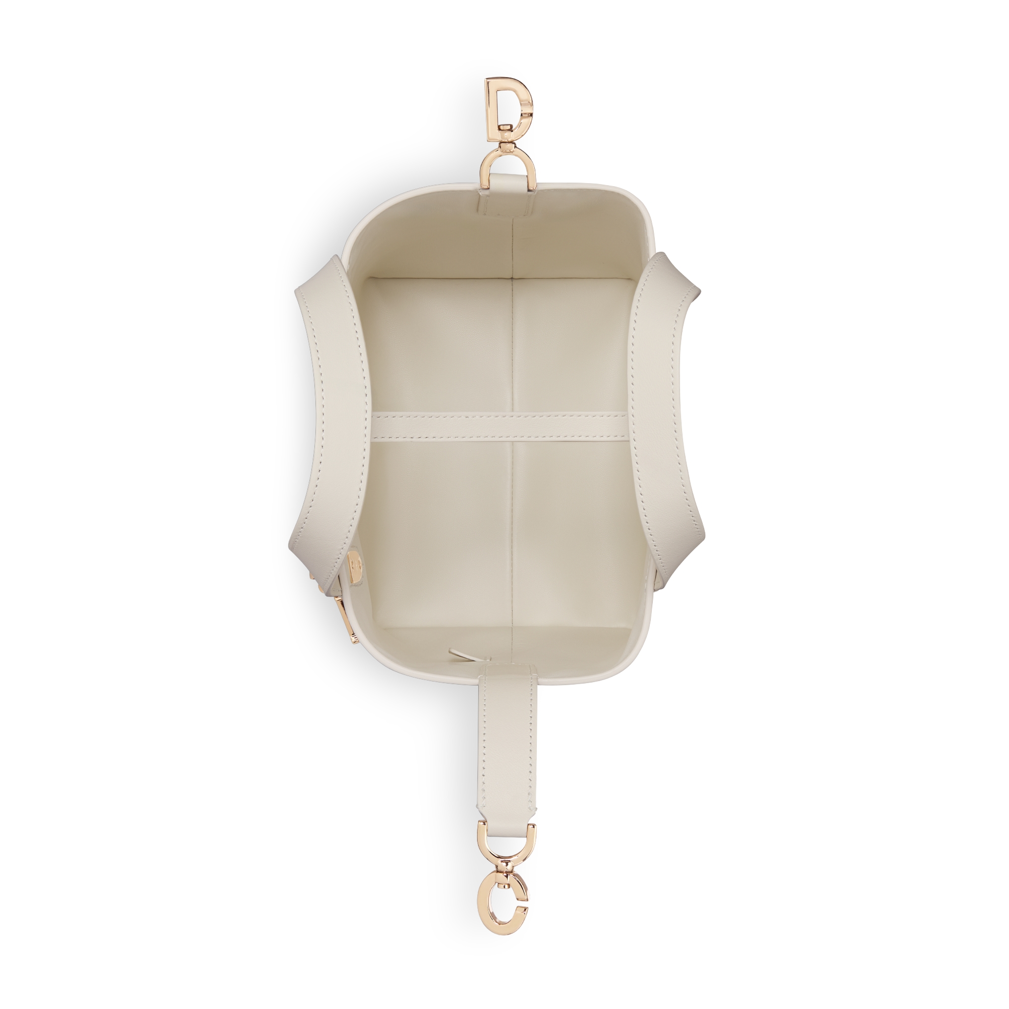 小号 Dior Toujours 竖版手袋 奶白色牛皮革金色调 Dioresque Stella 图案 E06