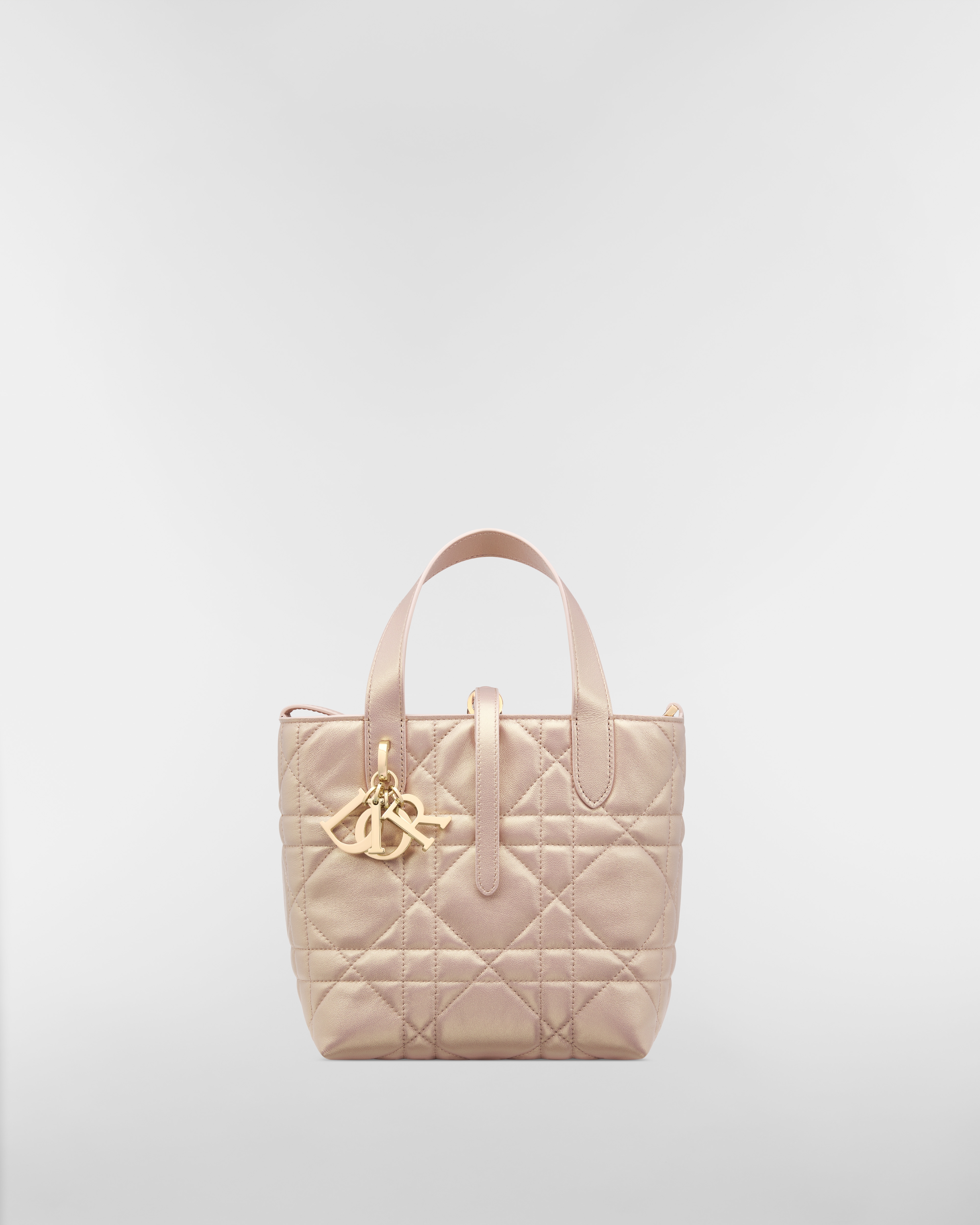 小号 Dior Toujours 竖版手袋 珠光粉色羊皮革超大藤格纹 E01