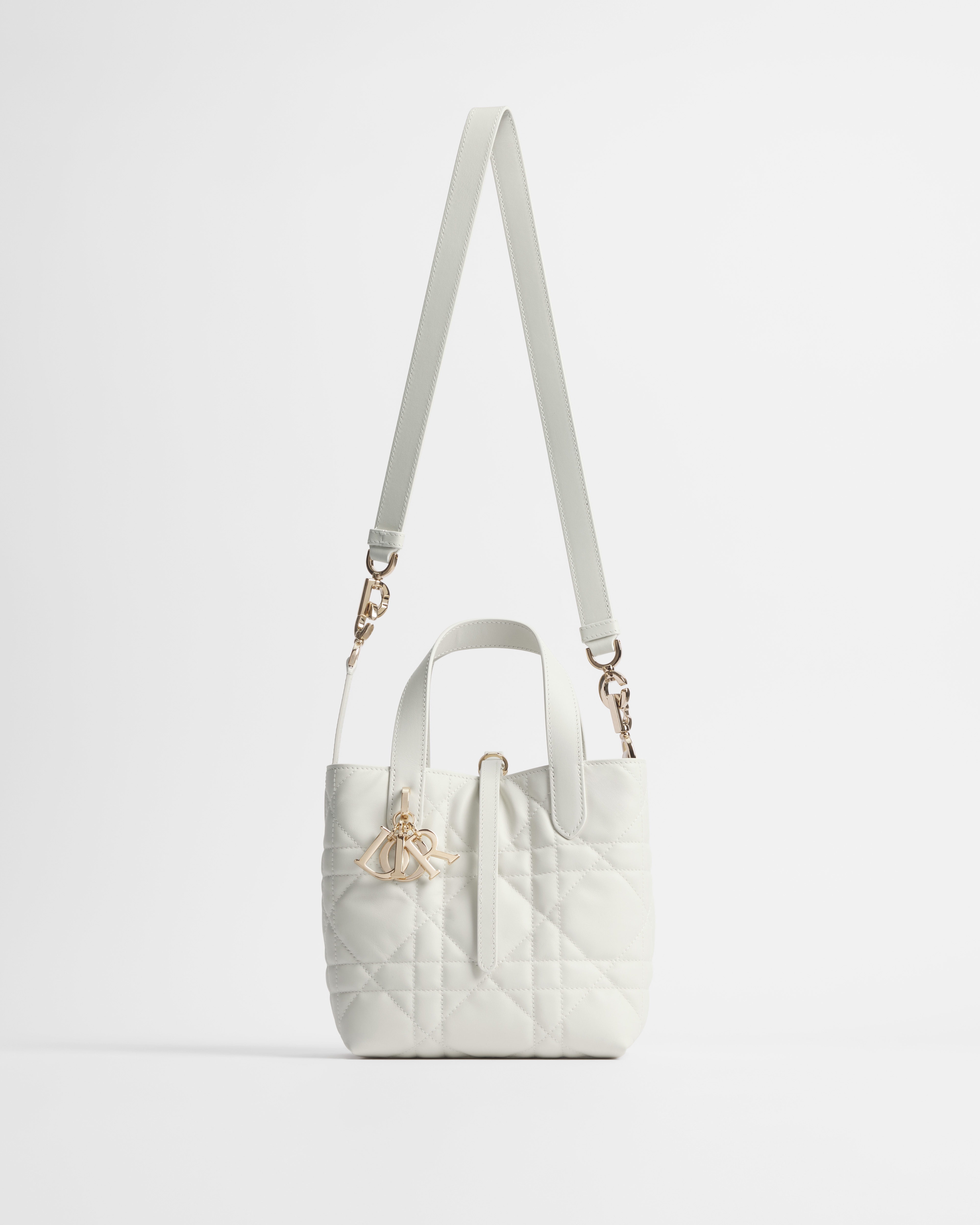 小号 Dior Toujours 竖版手袋 奶白色牛皮革超大藤格纹 E07