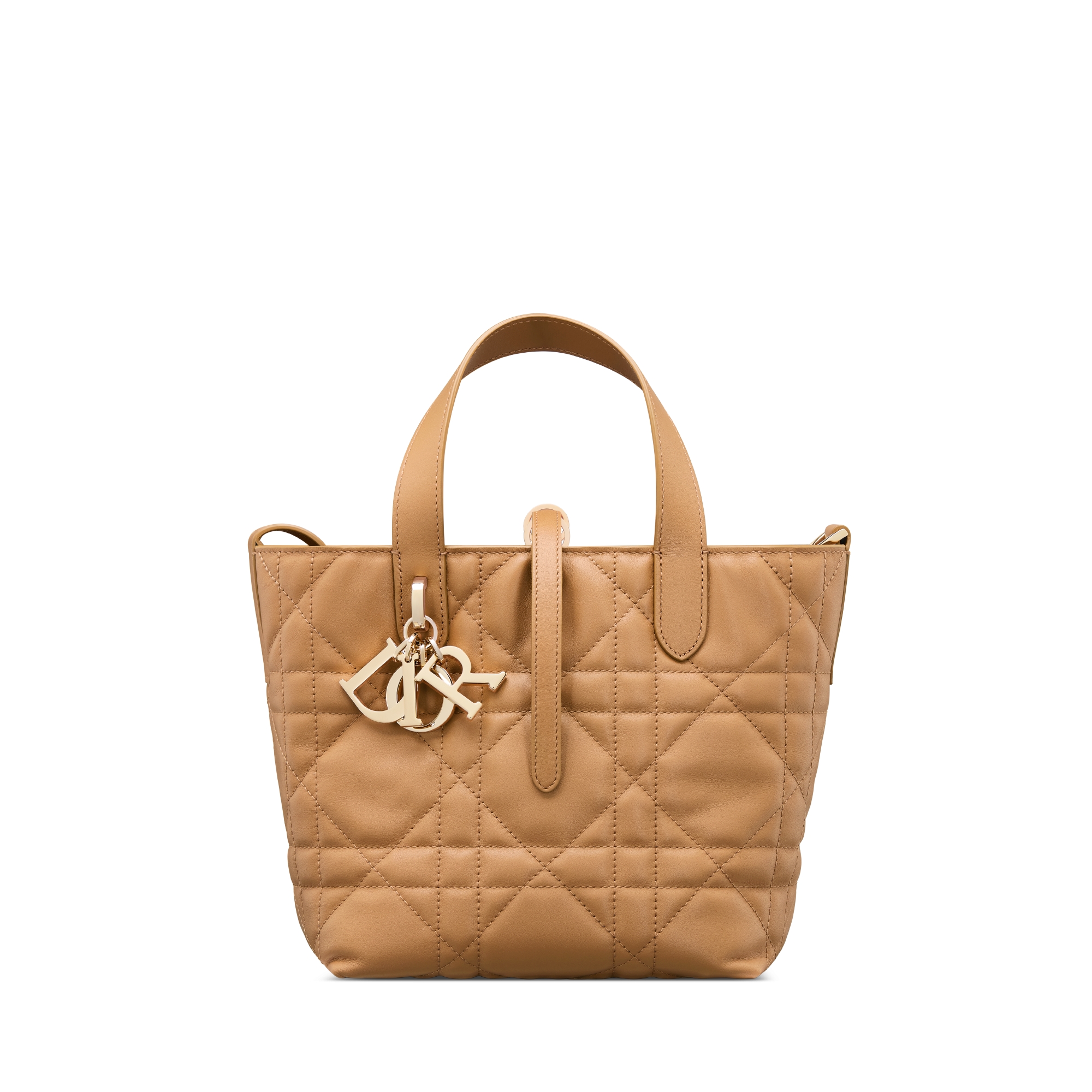 小号 Dior Toujours 竖版手袋 浅金色调牛皮革超大藤格纹 E01