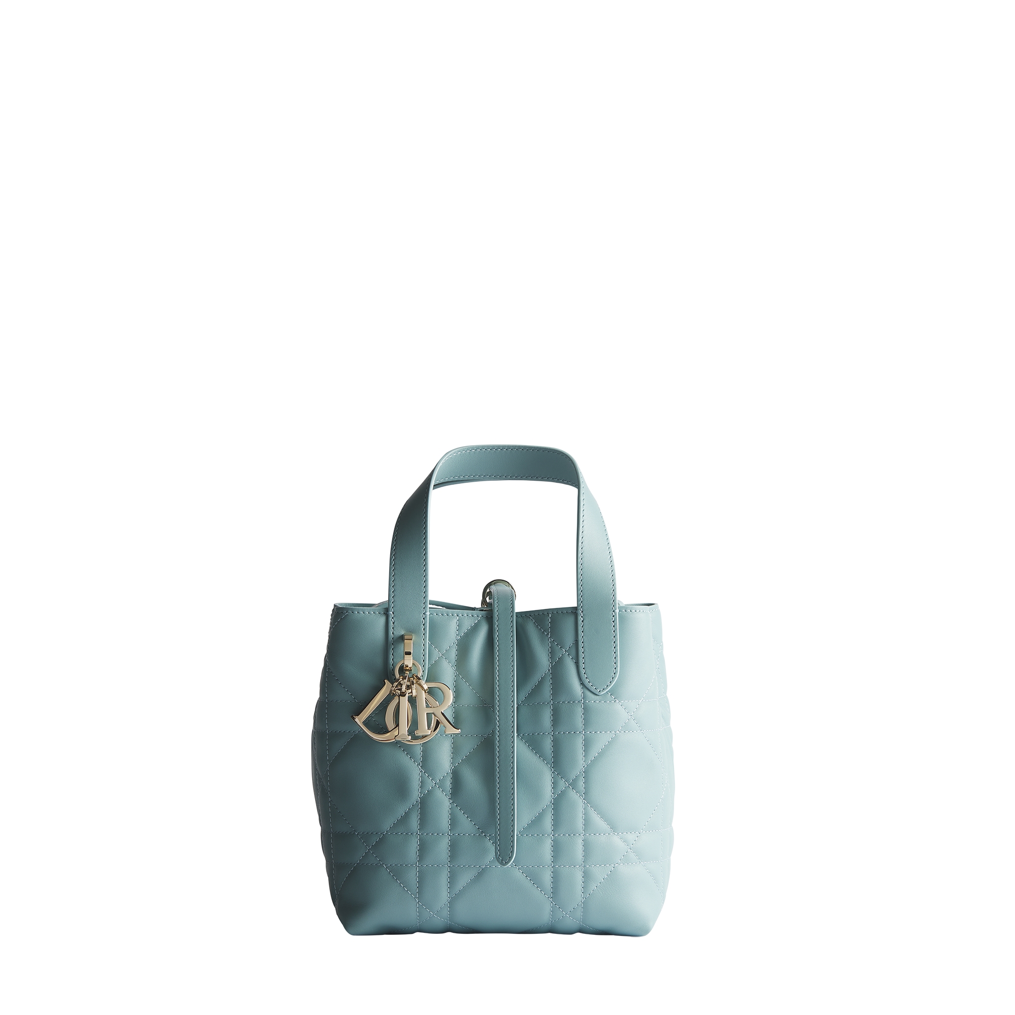  碧玺蓝牛皮革超大藤格纹