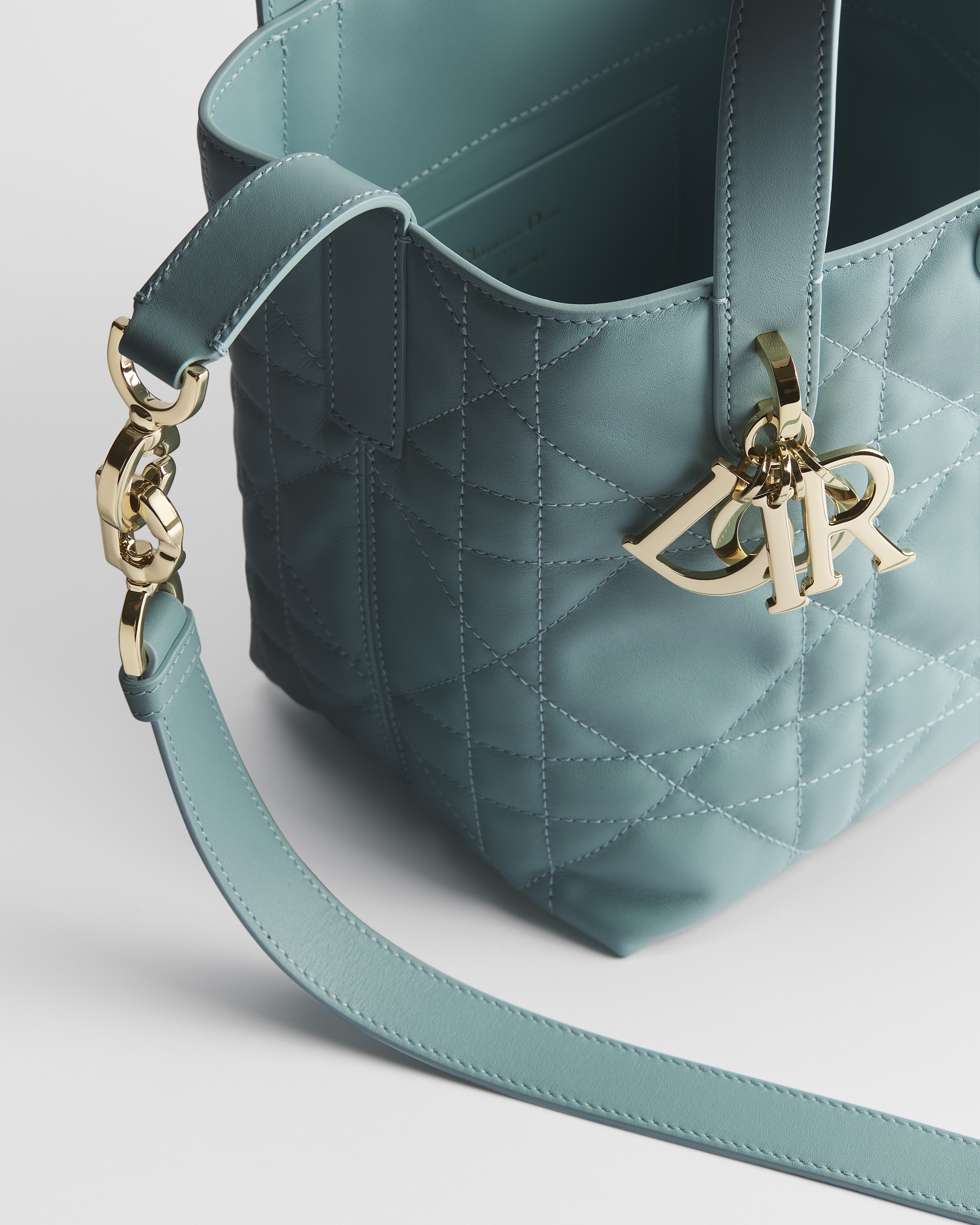 小号 Dior Toujours 竖版手袋 碧玺蓝牛皮革超大藤格纹 E06