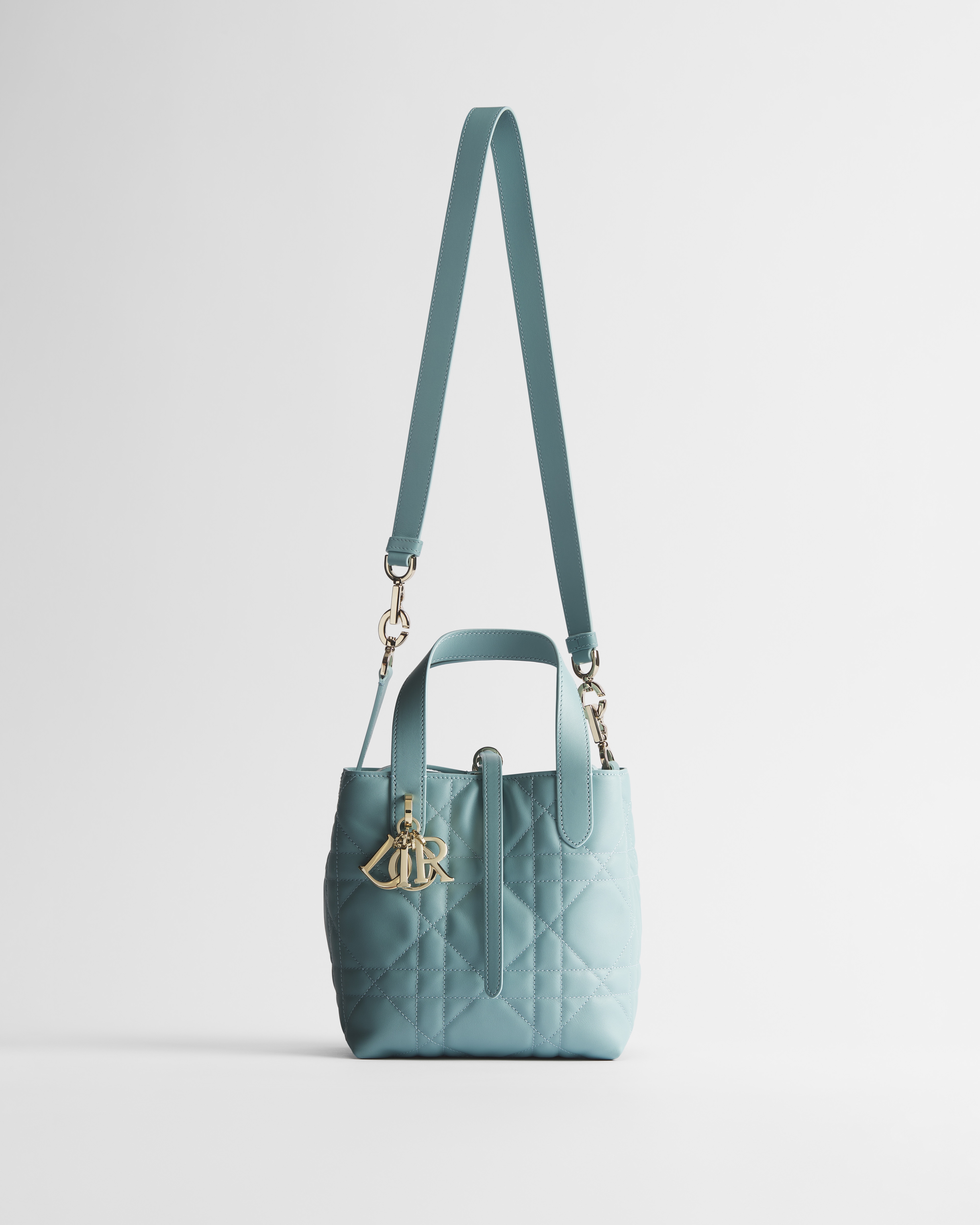 小号 Dior Toujours 竖版手袋 碧玺蓝牛皮革超大藤格纹 E07