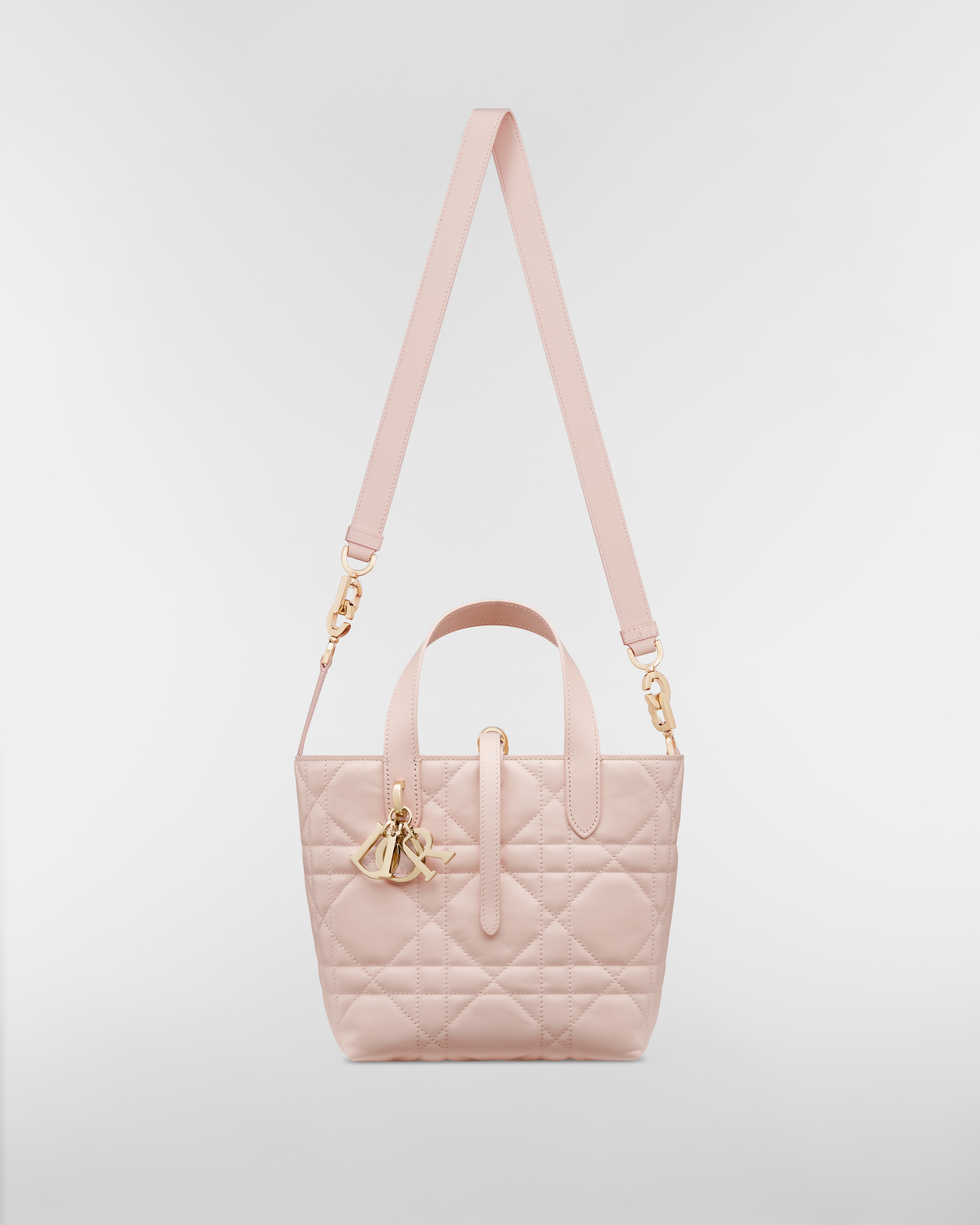 小号 Dior Toujours 竖版手袋 胭脂粉色牛皮革超大藤格纹 E07