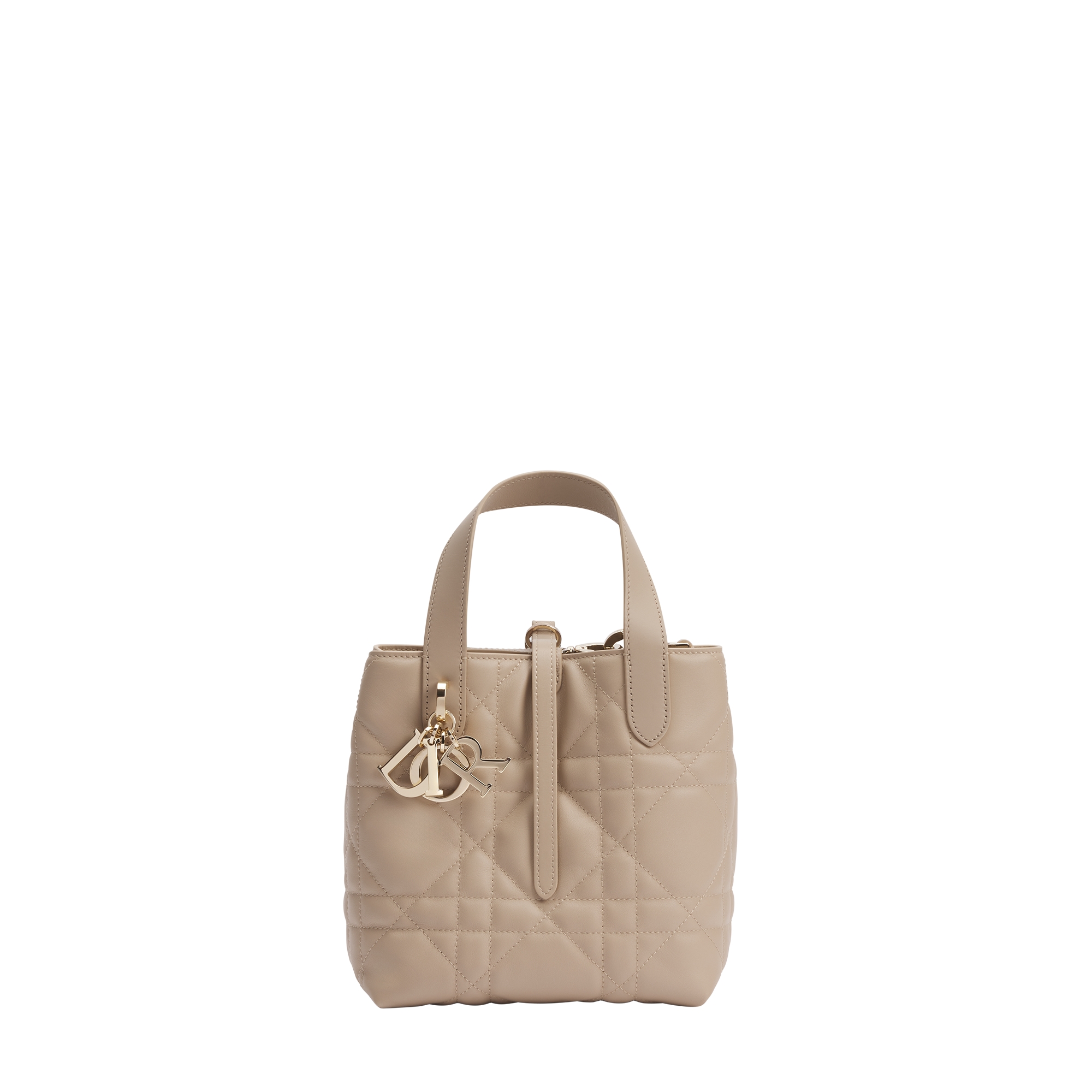  胭脂米色牛皮革超大藤格纹