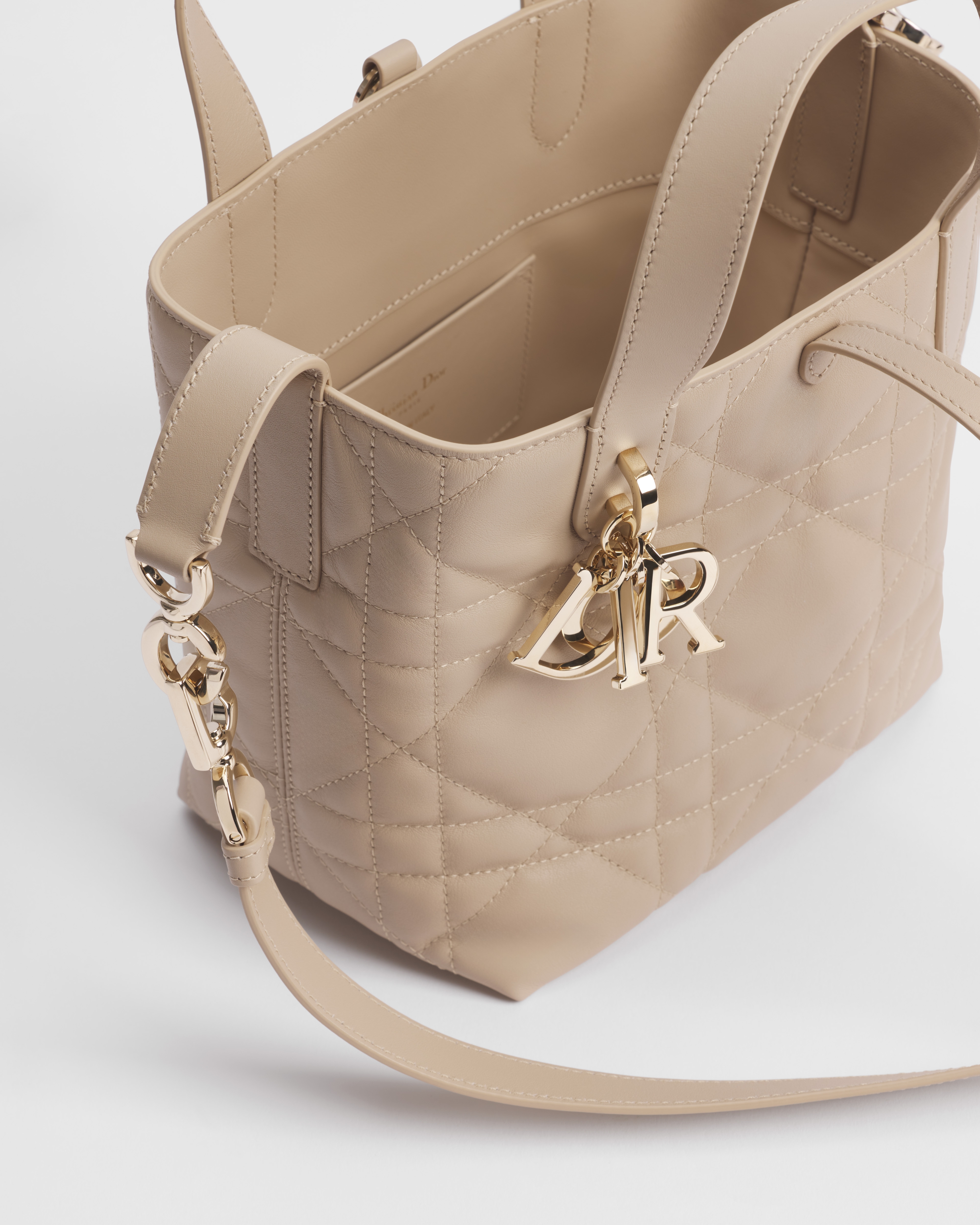 小号 Dior Toujours 竖版手袋 胭脂米色牛皮革超大藤格纹 E10