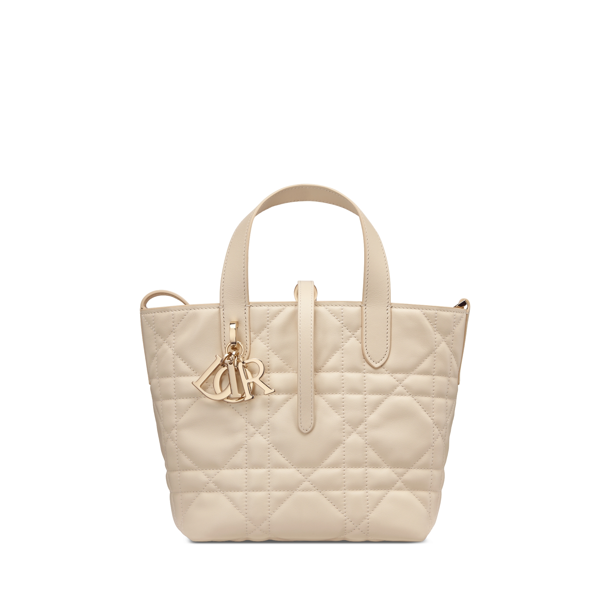 小号 Dior Toujours 竖版手袋 浅象牙色牛皮革超大藤格纹 E01