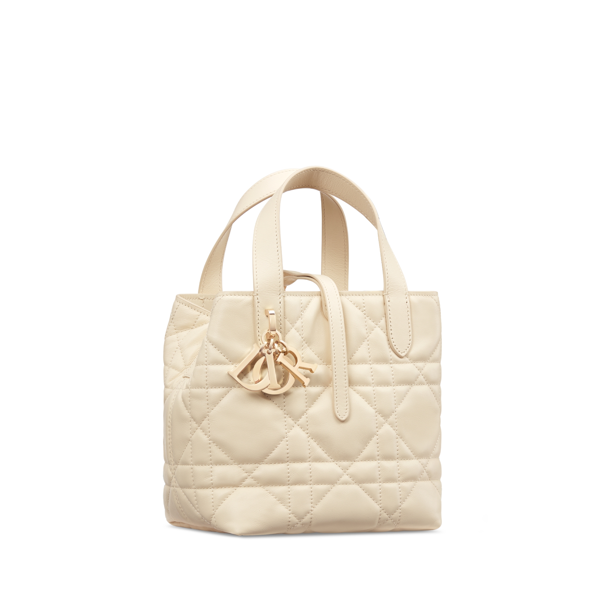 小号 Dior Toujours 竖版手袋 浅米色牛皮革超大藤格纹 E03