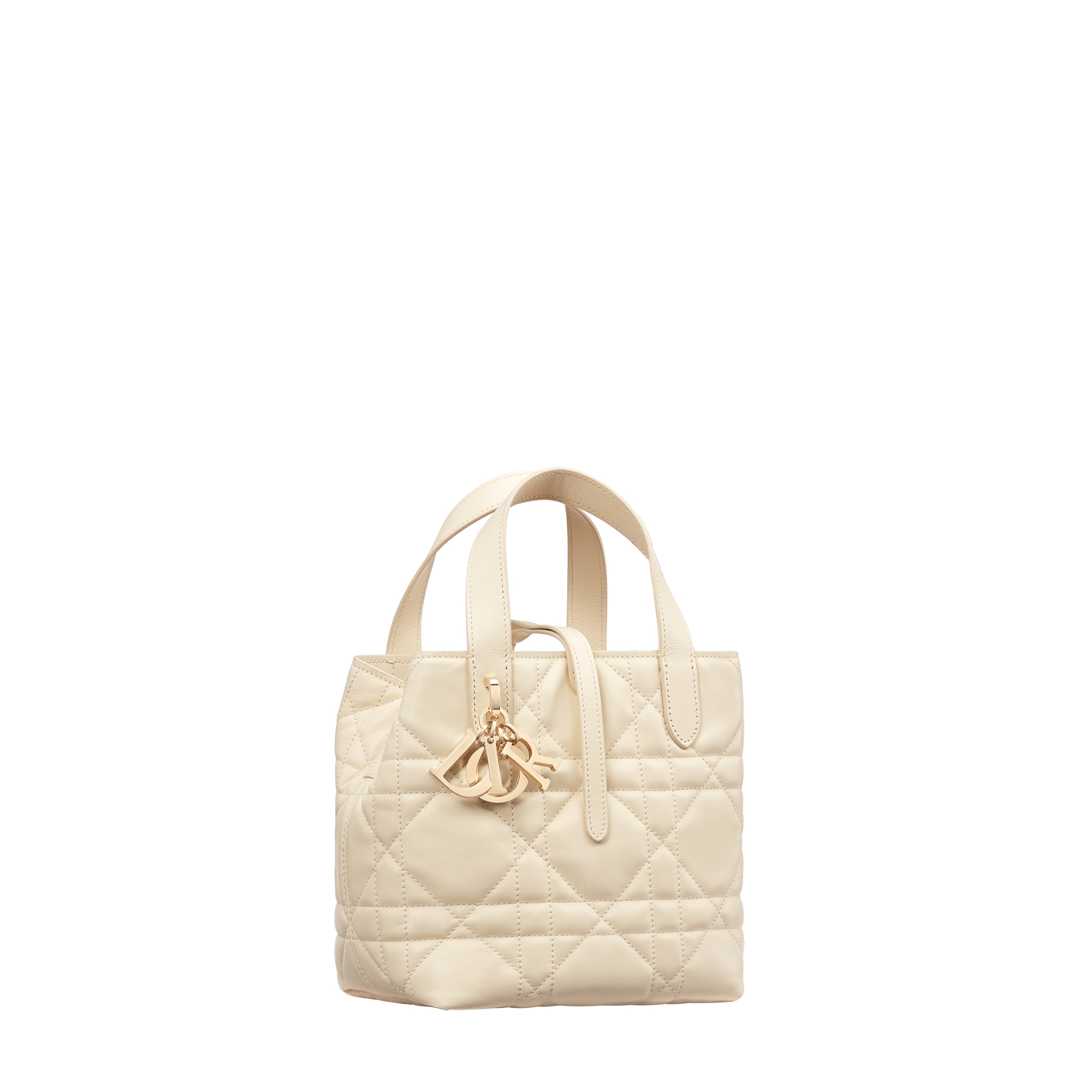  浅米色牛皮革超大藤格纹