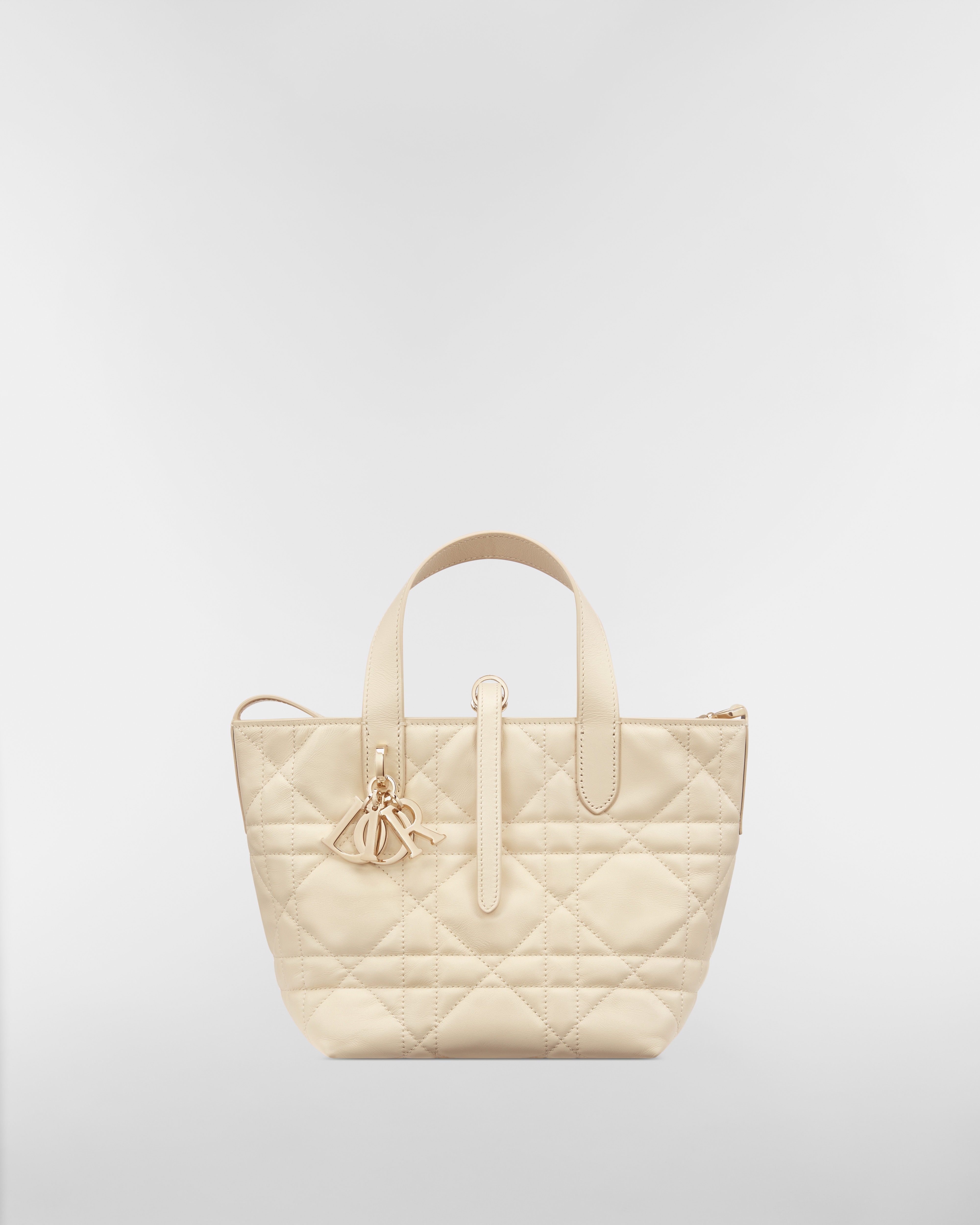 小号 Dior Toujours 竖版手袋 浅米色牛皮革超大藤格纹 E01