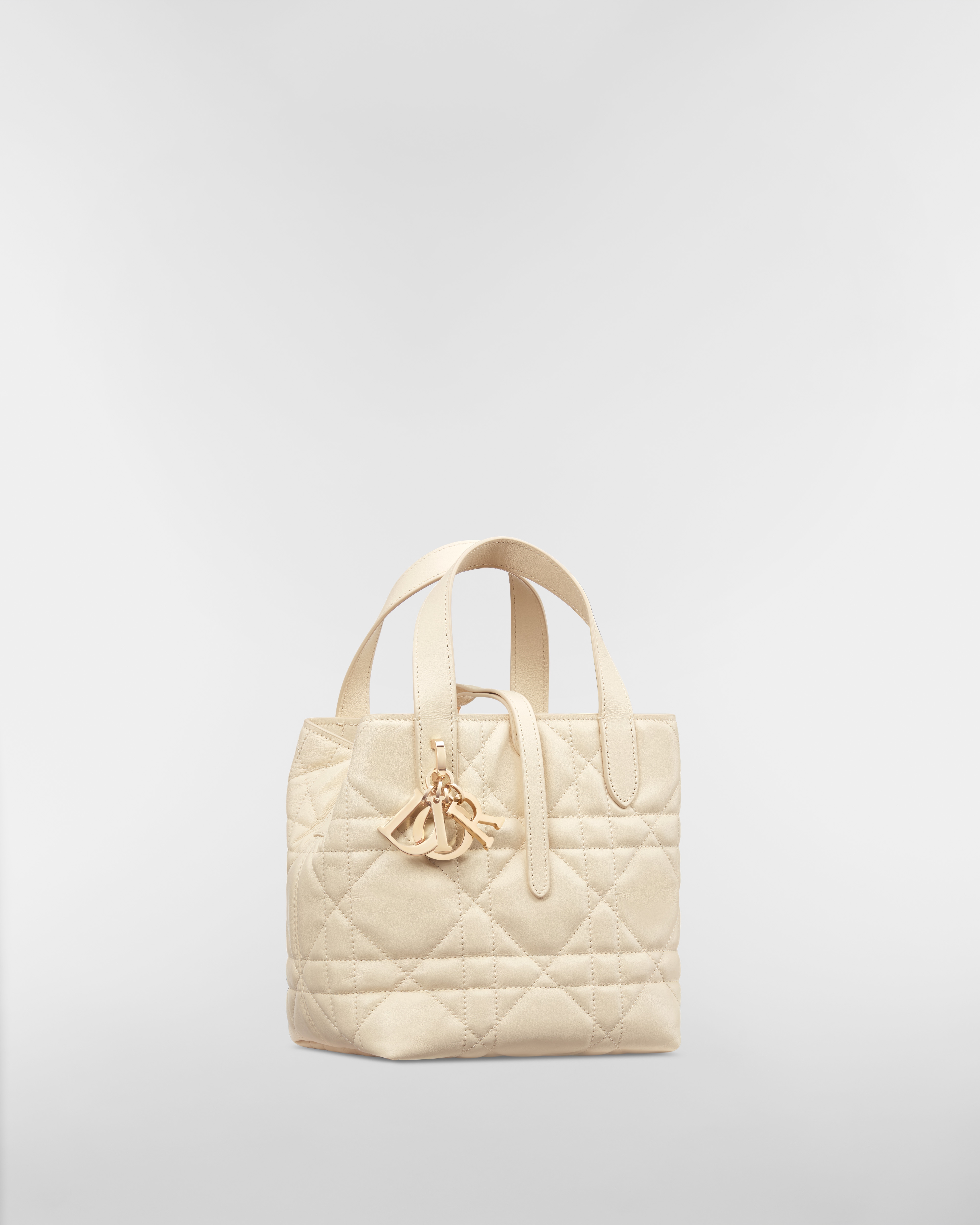 小号 Dior Toujours 竖版手袋 浅米色牛皮革超大藤格纹 E03