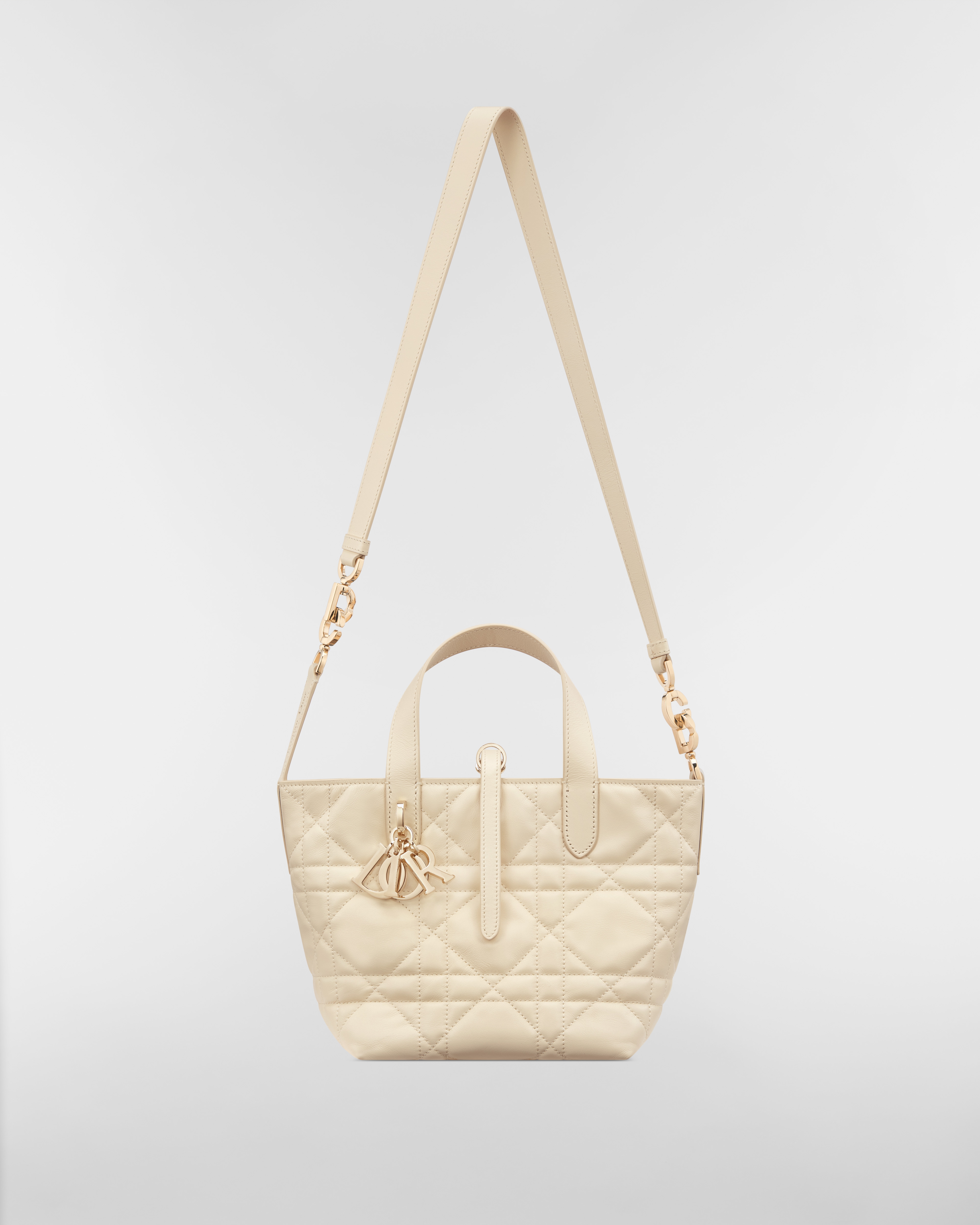 小号 Dior Toujours 竖版手袋 浅米色牛皮革超大藤格纹 E07