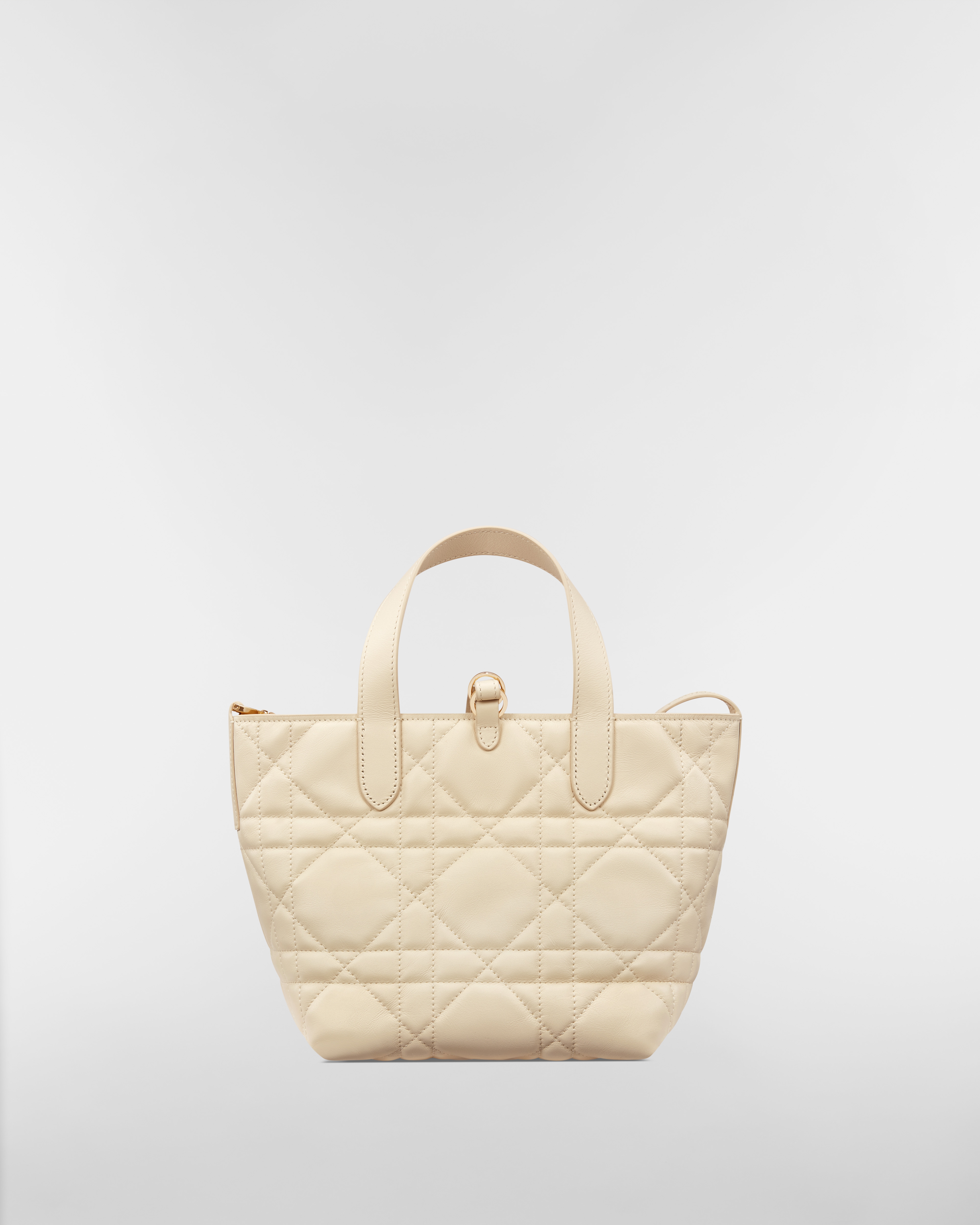 小号 Dior Toujours 竖版手袋 浅米色牛皮革超大藤格纹 E08