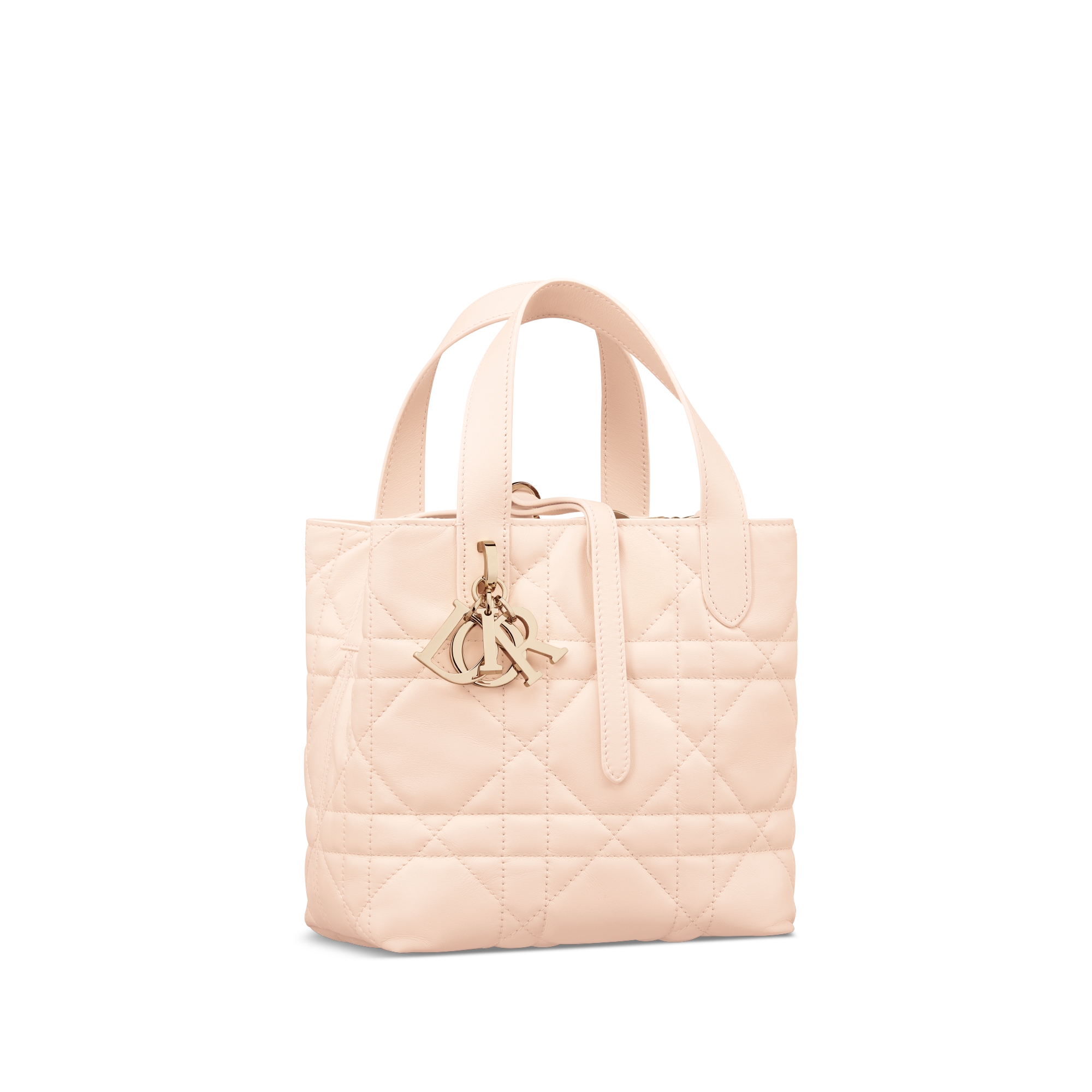 小号 Dior Toujours 竖版手袋 沙石粉色牛皮革超大藤格纹 E03