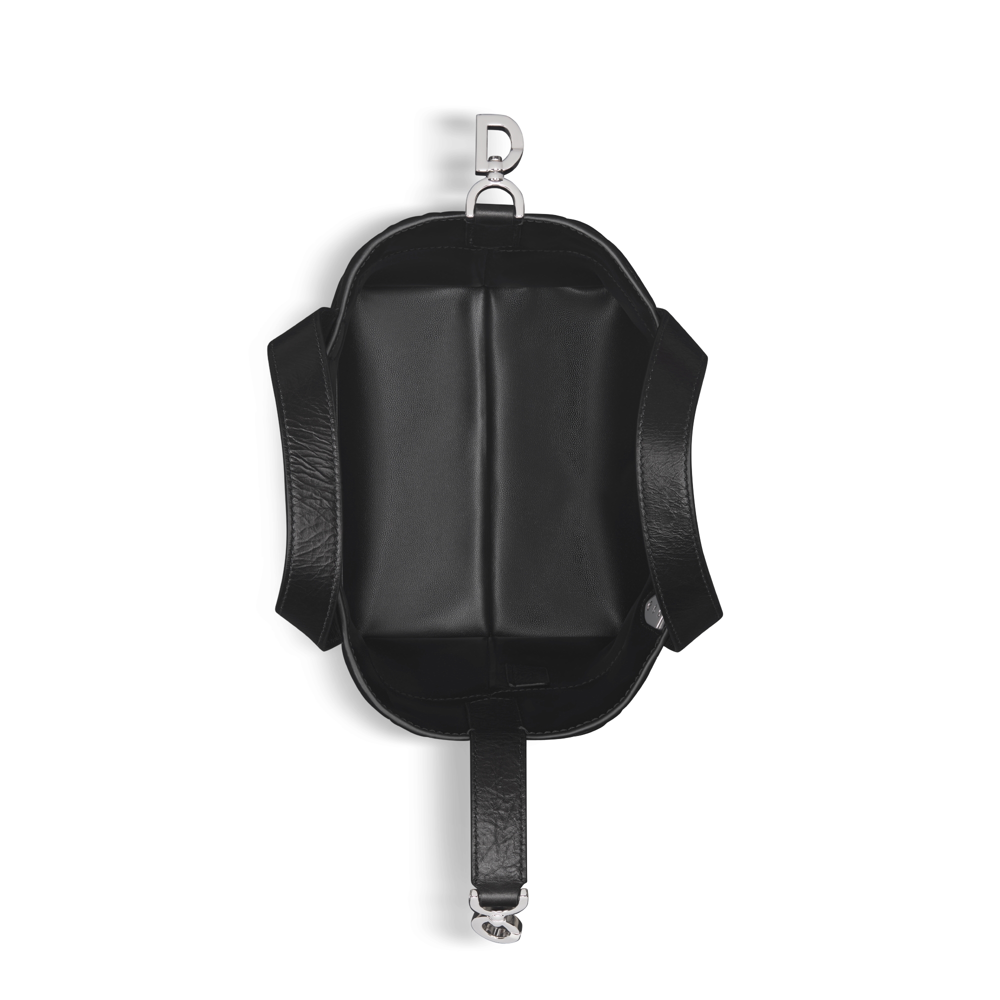 小号 Dior Toujours 竖版手袋 黑色褶皱牛皮革超大藤格纹 E06