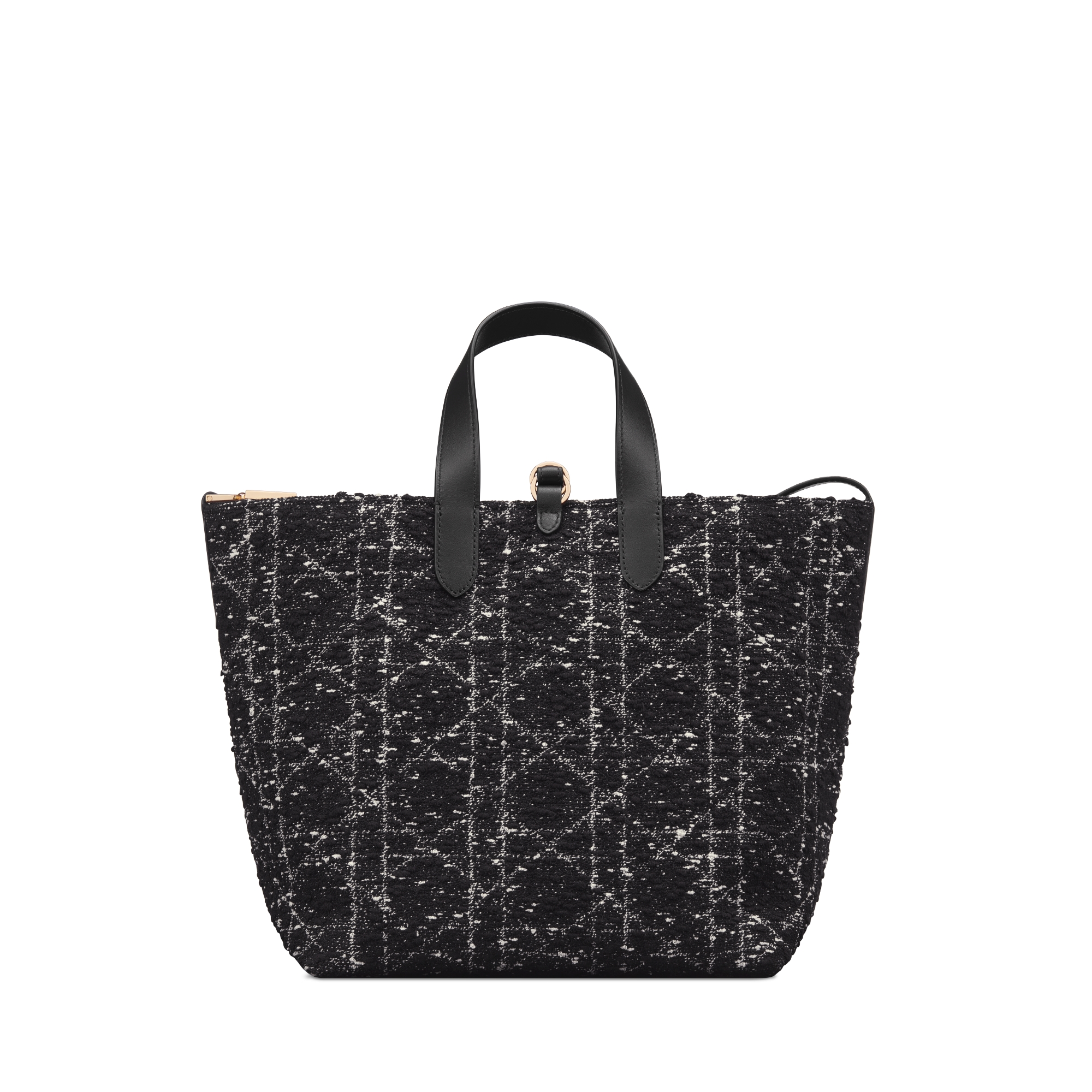 中号 Dior Toujours 竖版手袋 黑色粗花呢白色藤格纹图案 E08